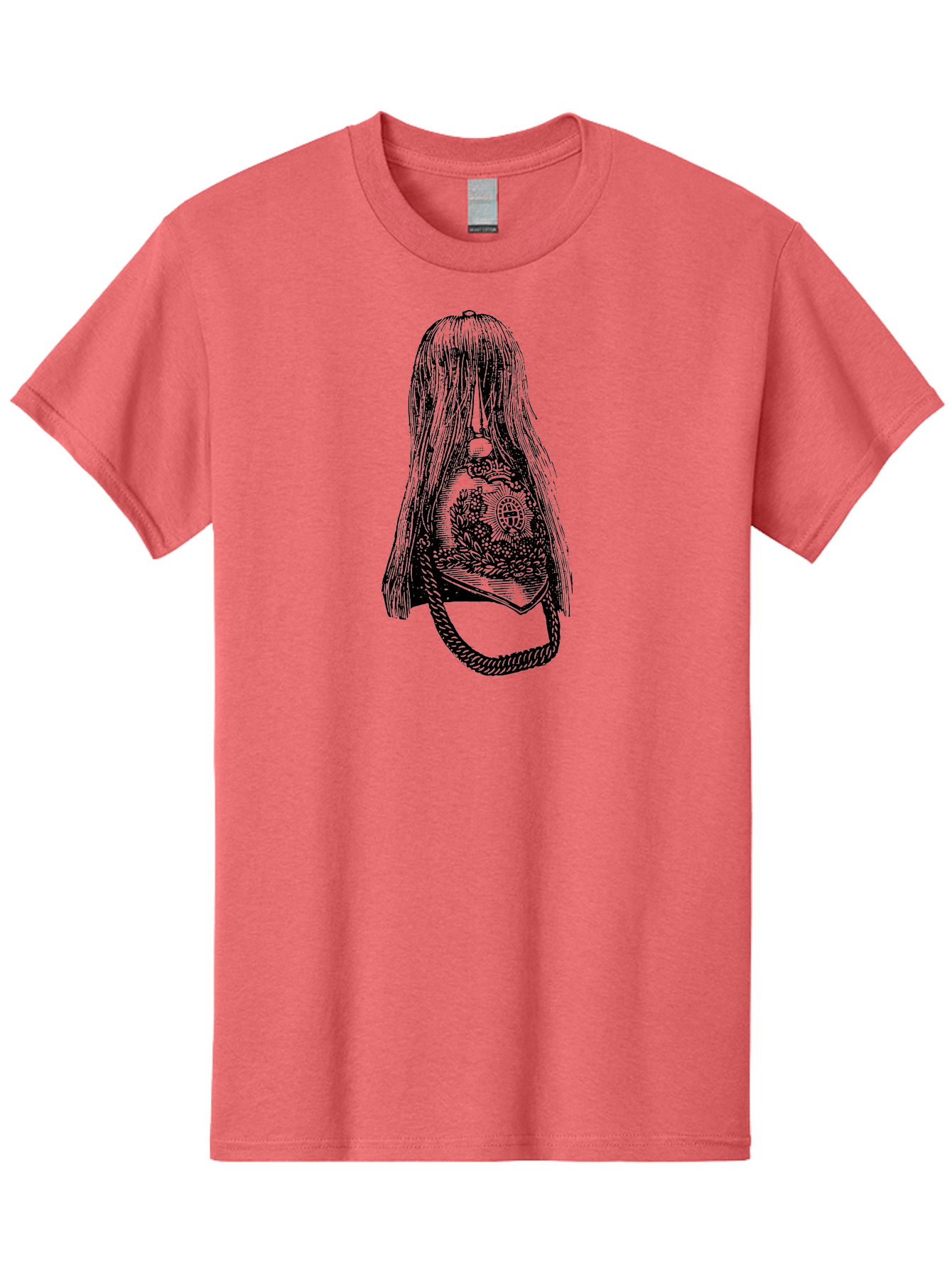 Woman-S-Purse Men'S Graphic Tee, 100% Cotton, Comfortable Casual Summer Wear, Machine Washable, Bell With Long Hair, Vintage Illustration, Gothic Art, Mysterious Symbols, Intricate Details, Abstract Portrait, Symbolic Imagery, Mysterious Bell, Aad567 25