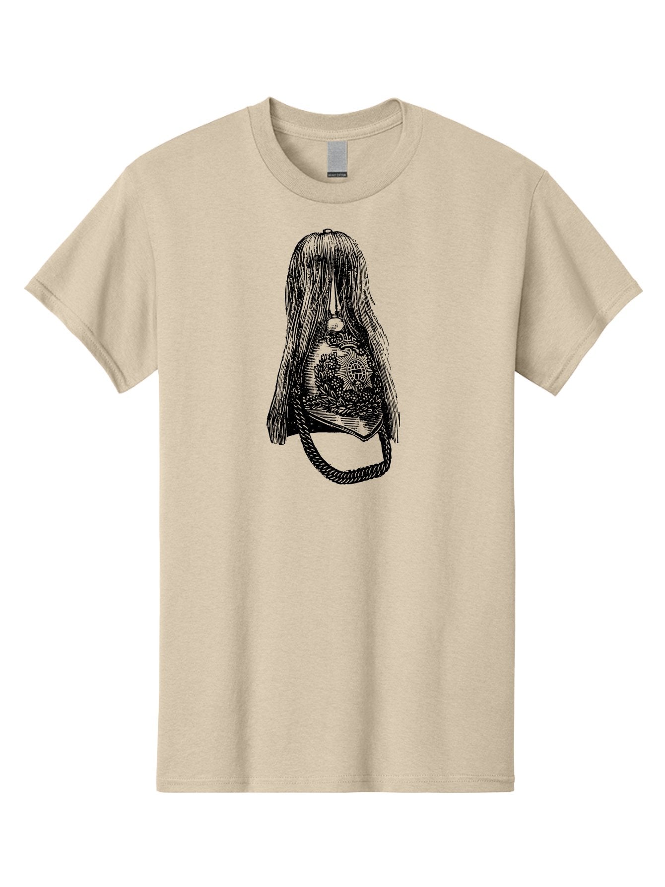 Woman-S-Purse Men'S Graphic Tee, 100% Cotton, Comfortable Casual Summer Wear, Machine Washable, Bell With Long Hair, Vintage Illustration, Gothic Art, Mysterious Symbols, Intricate Details, Abstract Portrait, Symbolic Imagery, Mysterious Bell, Aad567 11