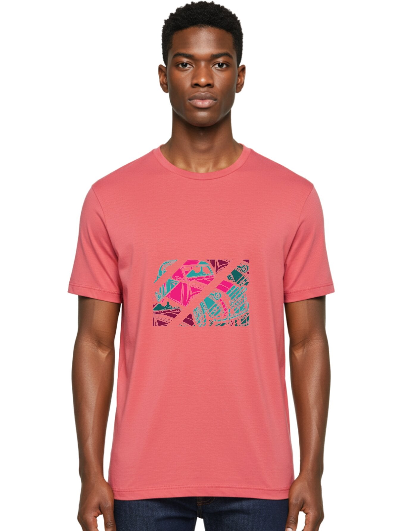 Abstract-Shapes Men'S Graphic Tee, 100% Cotton, Comfortable Casual Summer Wear, Machine Washable, Abstract Art, Modern Design, Vibrant Colors, Pink, Blue, Geometric Shapes, Mixed Media, Creative Expression, Artistic Texture, Contemporary Style Aad568 22