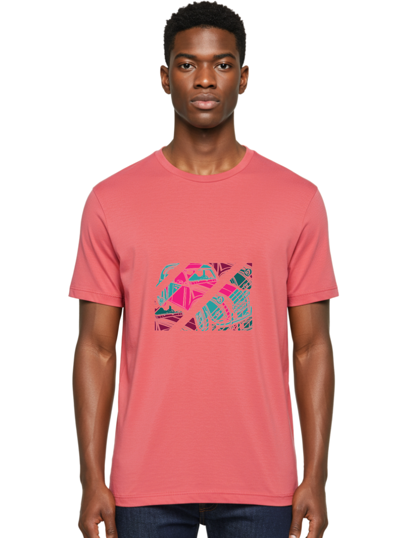 Abstract-Shapes Men'S Graphic Tee, 100% Cotton, Comfortable Casual Summer Wear, Machine Washable, Abstract Art, Modern Design, Vibrant Colors, Pink, Blue, Geometric Shapes, Mixed Media, Creative Expression, Artistic Texture, Contemporary Style Aad568 18