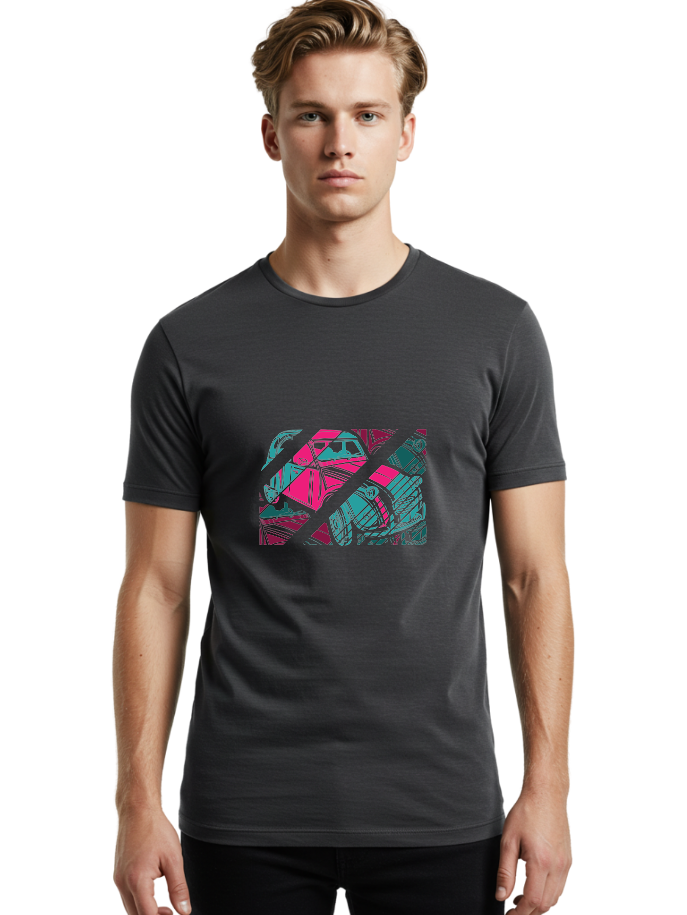 Abstract-Shapes Men'S Graphic Tee, 100% Cotton, Comfortable Casual Summer Wear, Machine Washable, Abstract Art, Modern Design, Vibrant Colors, Pink, Blue, Geometric Shapes, Mixed Media, Creative Expression, Artistic Texture, Contemporary Style Aad568 8
