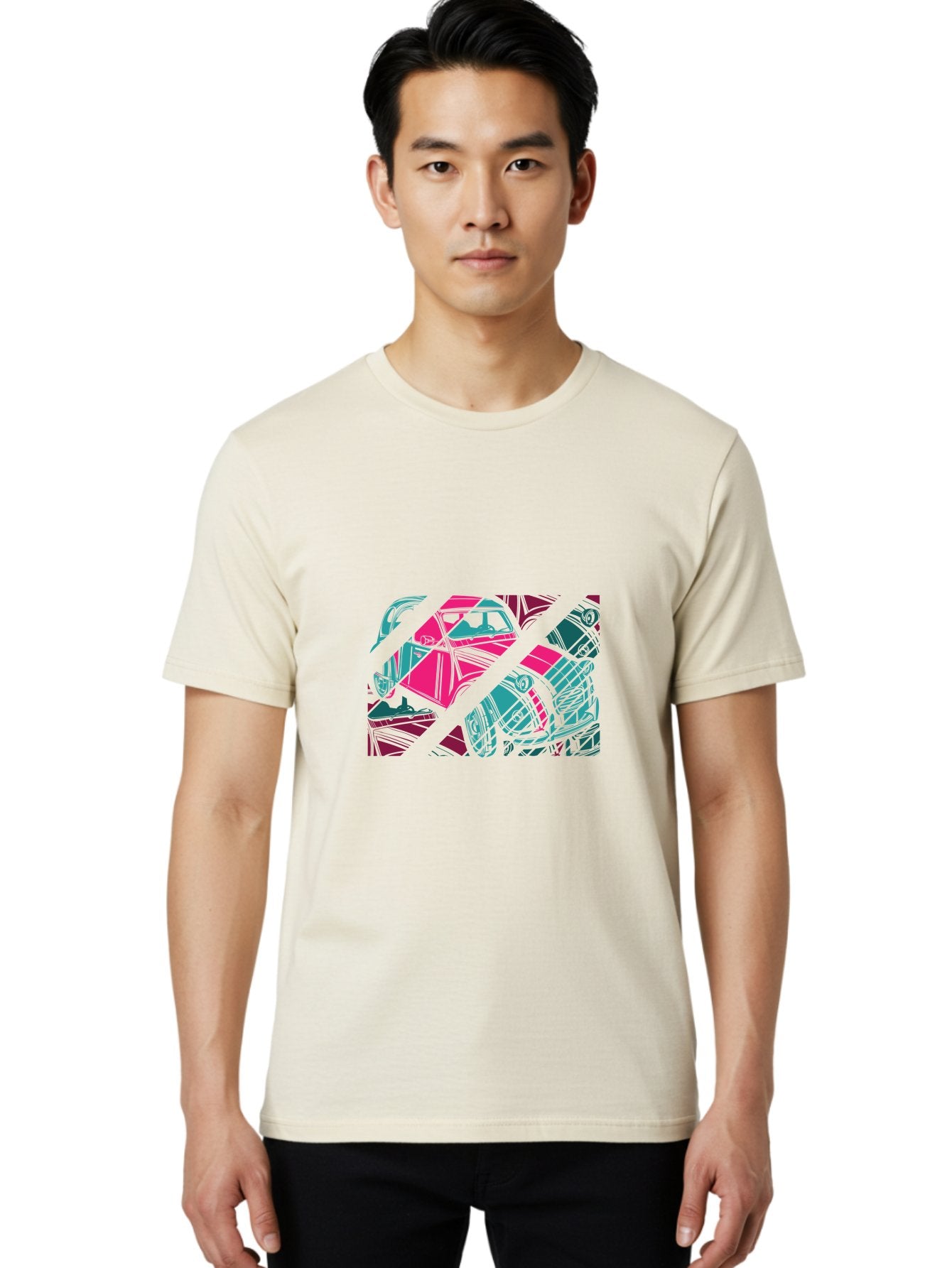 Abstract-Shapes Men'S Graphic Tee, 100% Cotton, Comfortable Casual Summer Wear, Machine Washable, Abstract Art, Modern Design, Vibrant Colors, Pink, Blue, Geometric Shapes, Mixed Media, Creative Expression, Artistic Texture, Contemporary Style Aad568 18