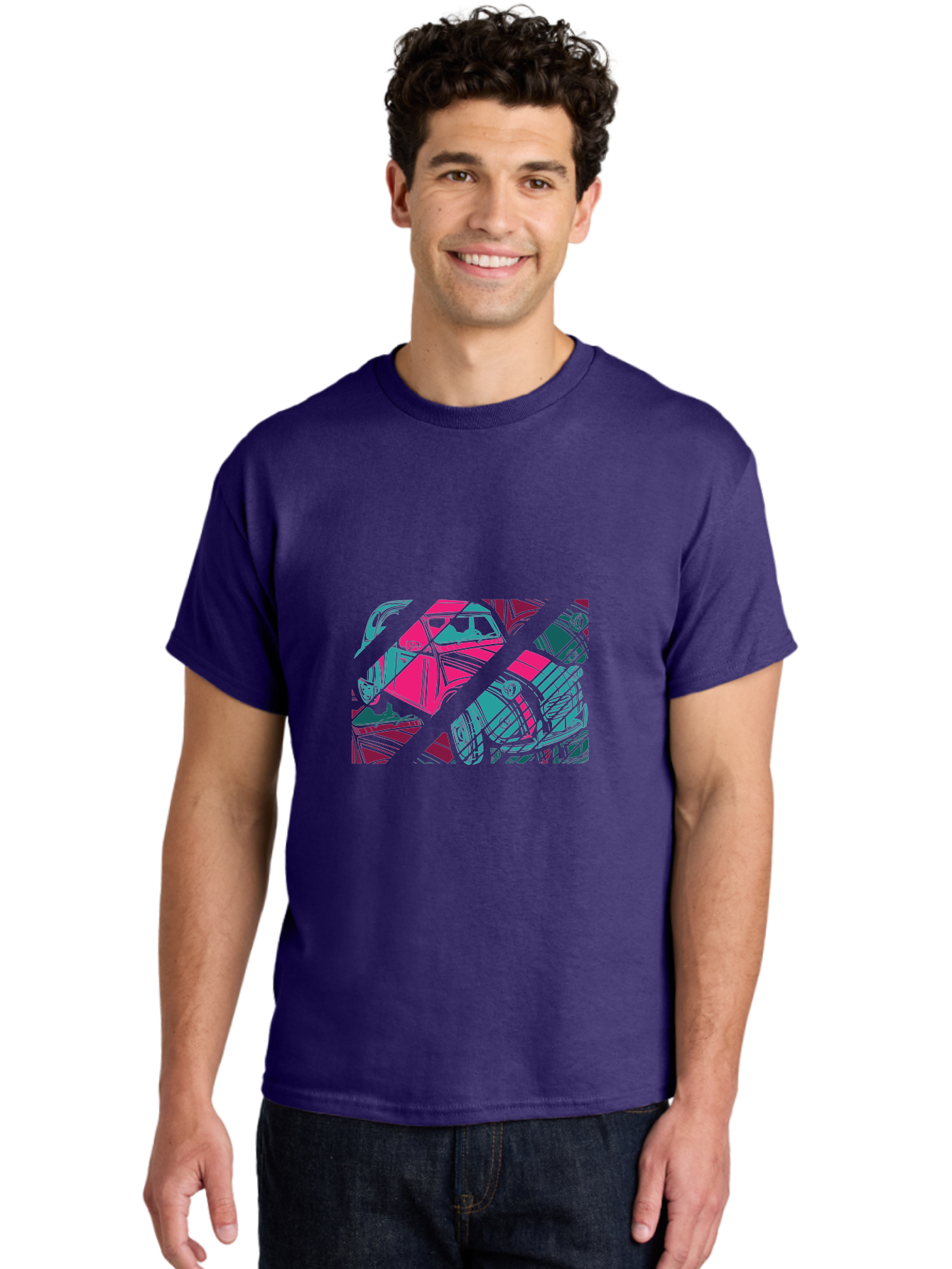 Abstract-Shapes Men'S Graphic Tee, 100% Cotton, Comfortable Casual Summer Wear, Machine Washable, Abstract Art, Modern Design, Vibrant Colors, Pink, Blue, Geometric Shapes, Mixed Media, Creative Expression, Artistic Texture, Contemporary Style Aad568 26