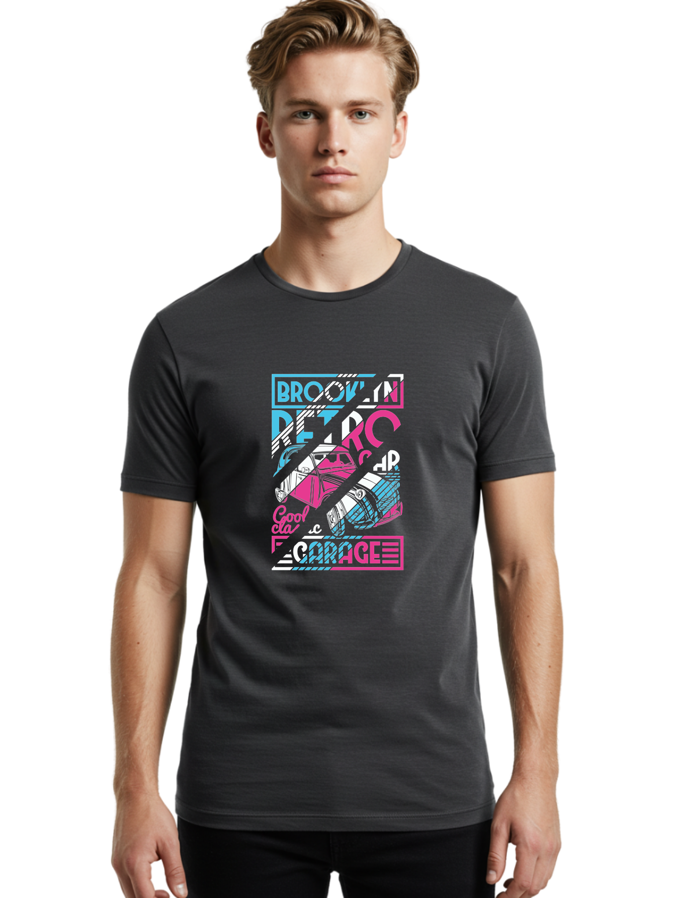Brooklyn-Petrcar-Garage Men'S Graphic Tee, 100% Cotton, Comfortable Casual Summer Wear, Machine Washable, Graffiti Art, Urban Culture, Streetwear Fashion, Brooklyn Style, Garage Vibes, Typography Design, Typographic Art, Abstract Shapes, Aad570 18