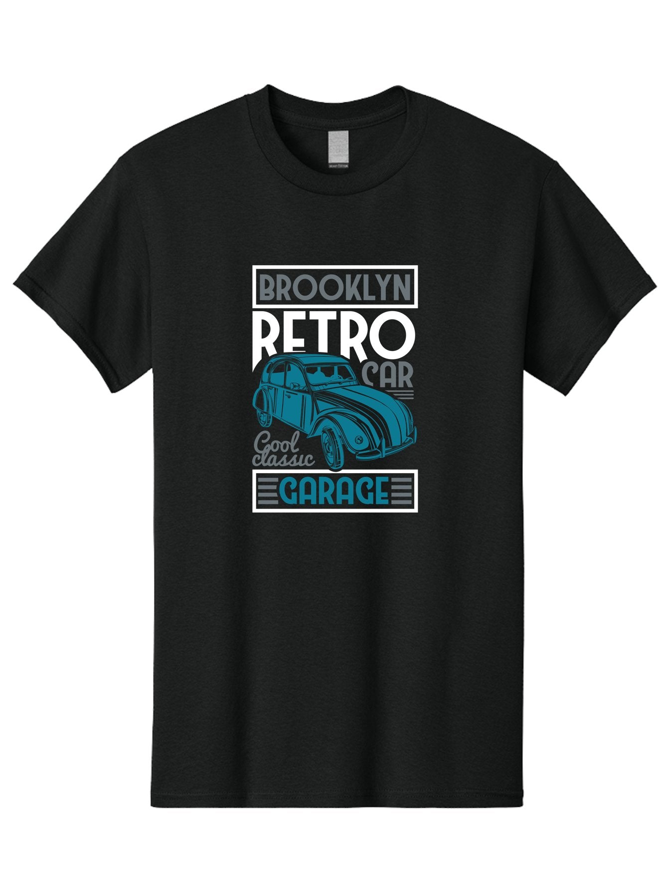 Brooklyn-Retro-Car-Garage Men'S Graphic Tee, 100% Cotton, Comfortable Casual Summer Wear, Machine Washable, Retro Car, Vintage Automobile, Classic Car, Brooklyn Garage, Cool Classic, Retro Style, Vintage Ride, Car Enthusiasts, Antique Car Aad571