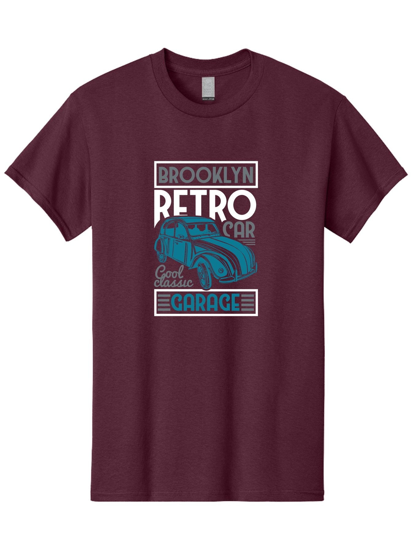 Brooklyn-Retro-Car-Garage Men'S Graphic Tee, 100% Cotton, Comfortable Casual Summer Wear, Machine Washable, Retro Car, Vintage Automobile, Classic Car, Brooklyn Garage, Cool Classic, Retro Style, Vintage Ride, Car Enthusiasts, Antique Car Aad571