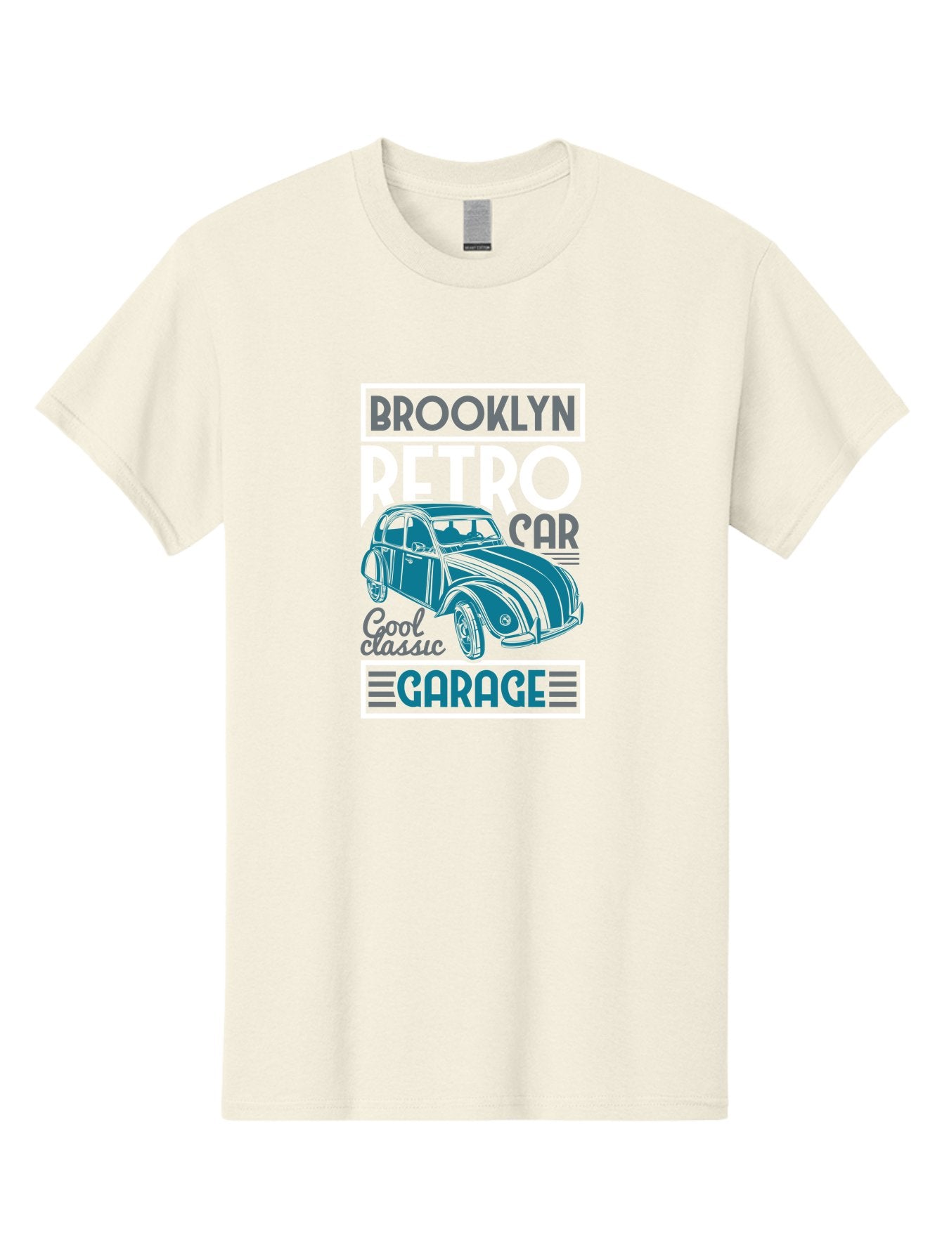 Brooklyn-Retro-Car-Garage Men'S Graphic Tee, 100% Cotton, Comfortable Casual Summer Wear, Machine Washable, Retro Car, Vintage Automobile, Classic Car, Brooklyn Garage, Cool Classic, Retro Style, Vintage Ride, Car Enthusiasts, Antique Car Aad571 6