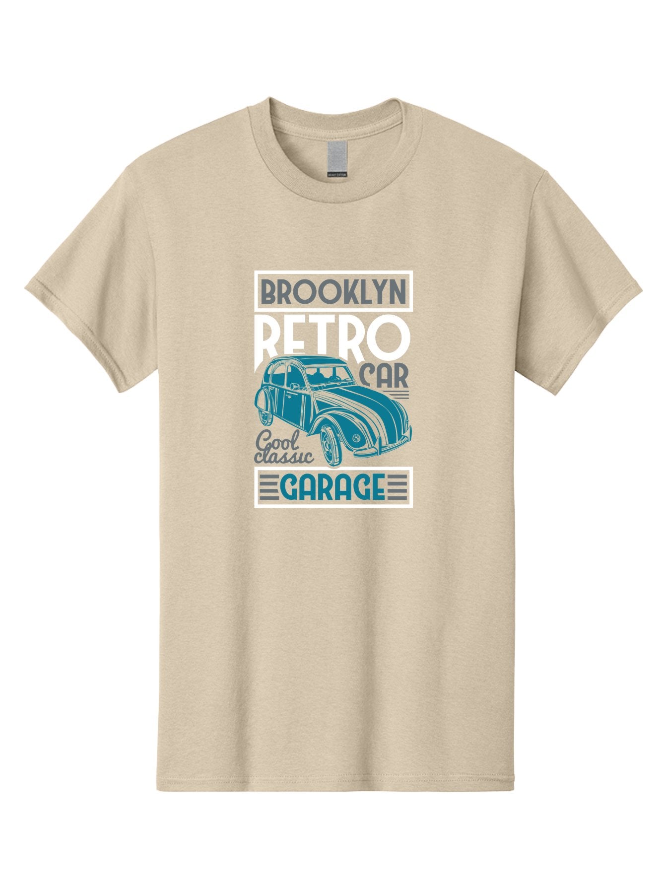 Brooklyn-Retro-Car-Garage Men'S Graphic Tee, 100% Cotton, Comfortable Casual Summer Wear, Machine Washable, Retro Car, Vintage Automobile, Classic Car, Brooklyn Garage, Cool Classic, Retro Style, Vintage Ride, Car Enthusiasts, Antique Car Aad571 9