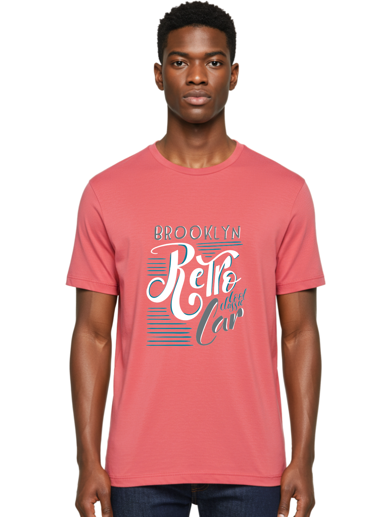Brooklyn-Retro-Car Men'S Graphic Tee, 100% Cotton, Comfortable Casual Summer Wear, Machine Washable, Brooklyn, Retro Car, Classic Car, Vintage Vehicle, Urban Style, New York City, Retro Design, Classic Ride Aad572