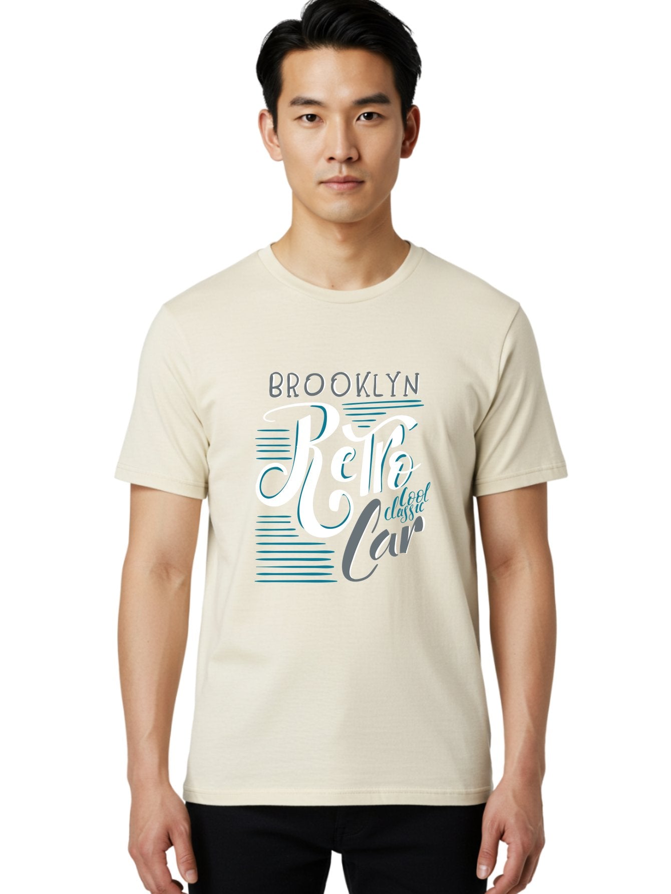 Brooklyn-Retro-Car Men'S Graphic Tee, 100% Cotton, Comfortable Casual Summer Wear, Machine Washable, Brooklyn, Retro Car, Classic Car, Vintage Vehicle, Urban Style, New York City, Retro Design, Classic Ride Aad572 29