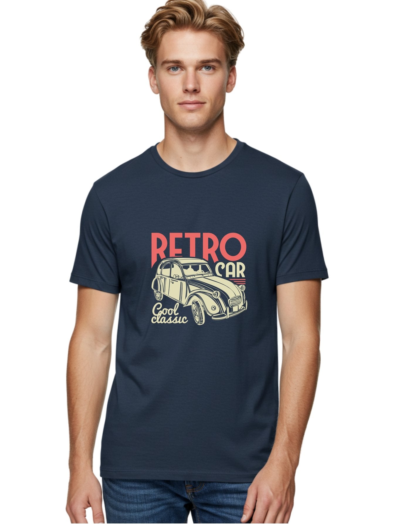 Retro-Car-1 Men'S Graphic Tee, 100% Cotton, Comfortable Casual Summer Wear, Machine Washable, Vintage Car, Retro Automobile, Classic Vehicle, Nostalgic Ride, Cool Classic, Retro Style, Vintage Wheels, Antique Car Aad573 28