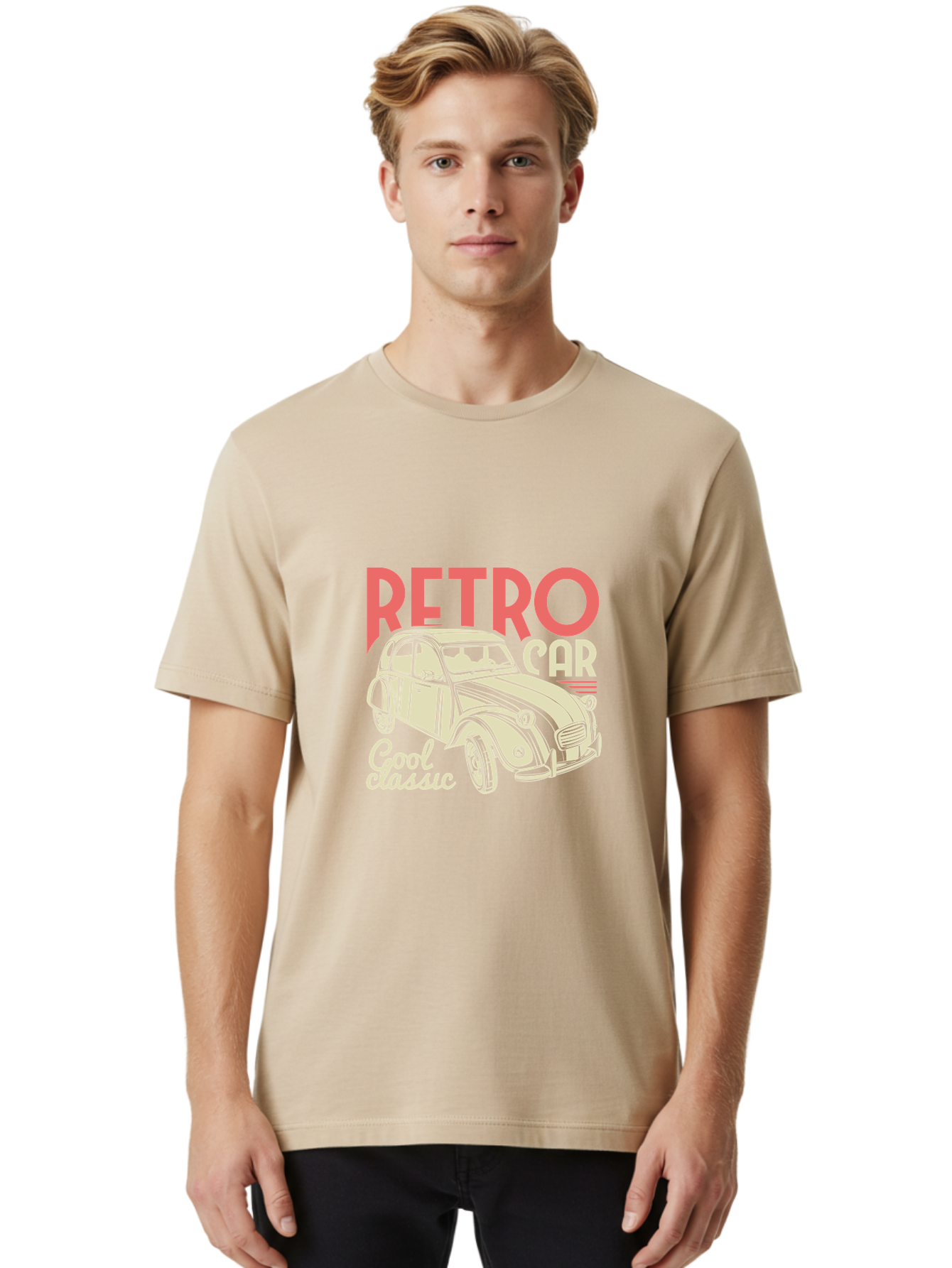 Retro-Car-1 Men'S Graphic Tee, 100% Cotton, Comfortable Casual Summer Wear, Machine Washable, Vintage Car, Retro Automobile, Classic Vehicle, Nostalgic Ride, Cool Classic, Retro Style, Vintage Wheels, Antique Car Aad573