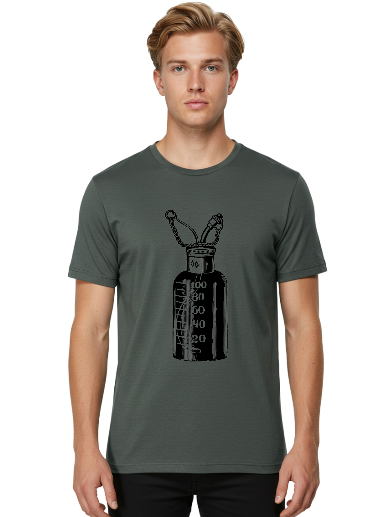 100Ml-Bottle Men'S Graphic Tee, 100% Cotton, Comfortable Casual Summer Wear, Machine Washable, Glass Bottle With Measurement Markings, 100Ml Capacity, Laboratory Equipment, Scientific Tools, Precise Measurements, Chemistry Lab Aad576 18