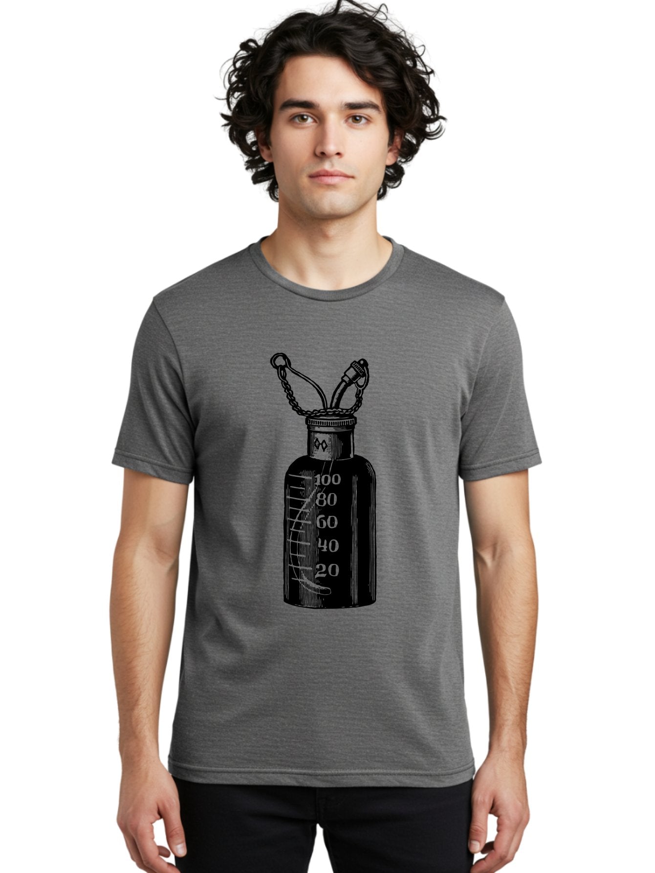 100Ml-Bottle Men'S Graphic Tee, 100% Cotton, Comfortable Casual Summer Wear, Machine Washable, Glass Bottle With Measurement Markings, 100Ml Capacity, Laboratory Equipment, Scientific Tools, Precise Measurements, Chemistry Lab Aad576 26