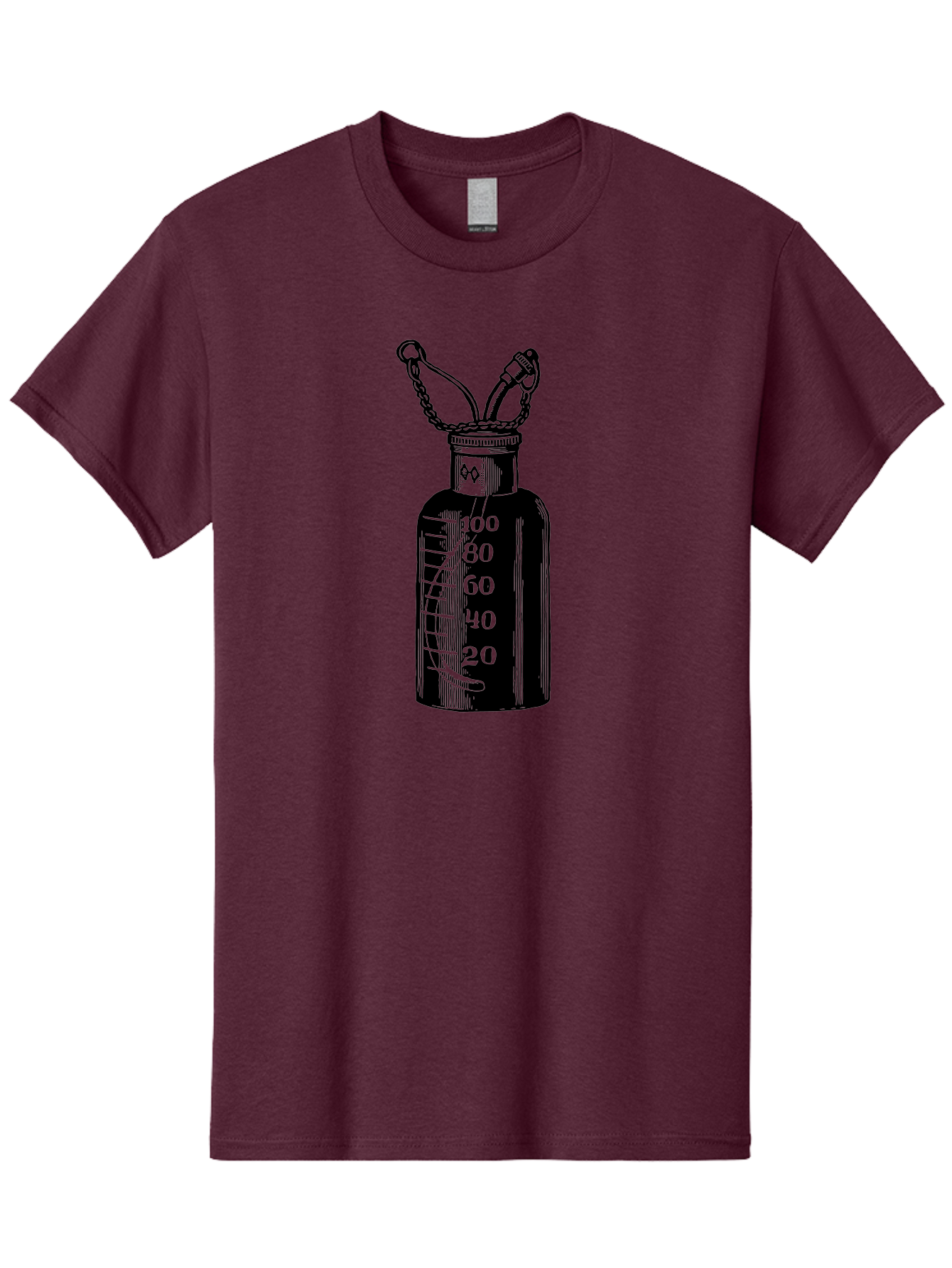 100Ml-Bottle Men'S Graphic Tee, 100% Cotton, Comfortable Casual Summer Wear, Machine Washable, Glass Bottle With Measurement Markings, 100Ml Capacity, Laboratory Equipment, Scientific Tools, Precise Measurements, Chemistry Lab Aad576 5