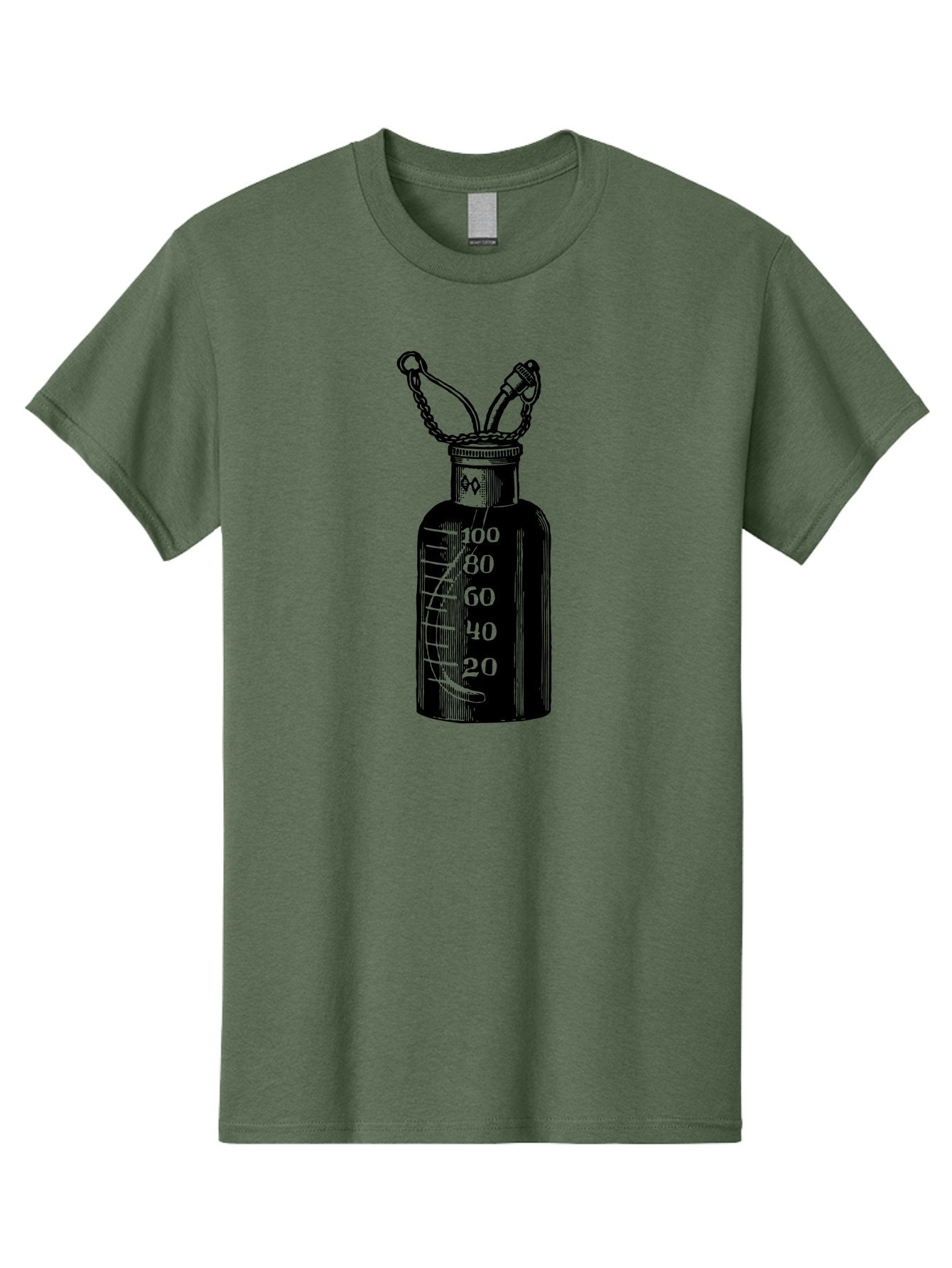 100Ml-Bottle Men'S Graphic Tee, 100% Cotton, Comfortable Casual Summer Wear, Machine Washable, Glass Bottle With Measurement Markings, 100Ml Capacity, Laboratory Equipment, Scientific Tools, Precise Measurements, Chemistry Lab Aad576