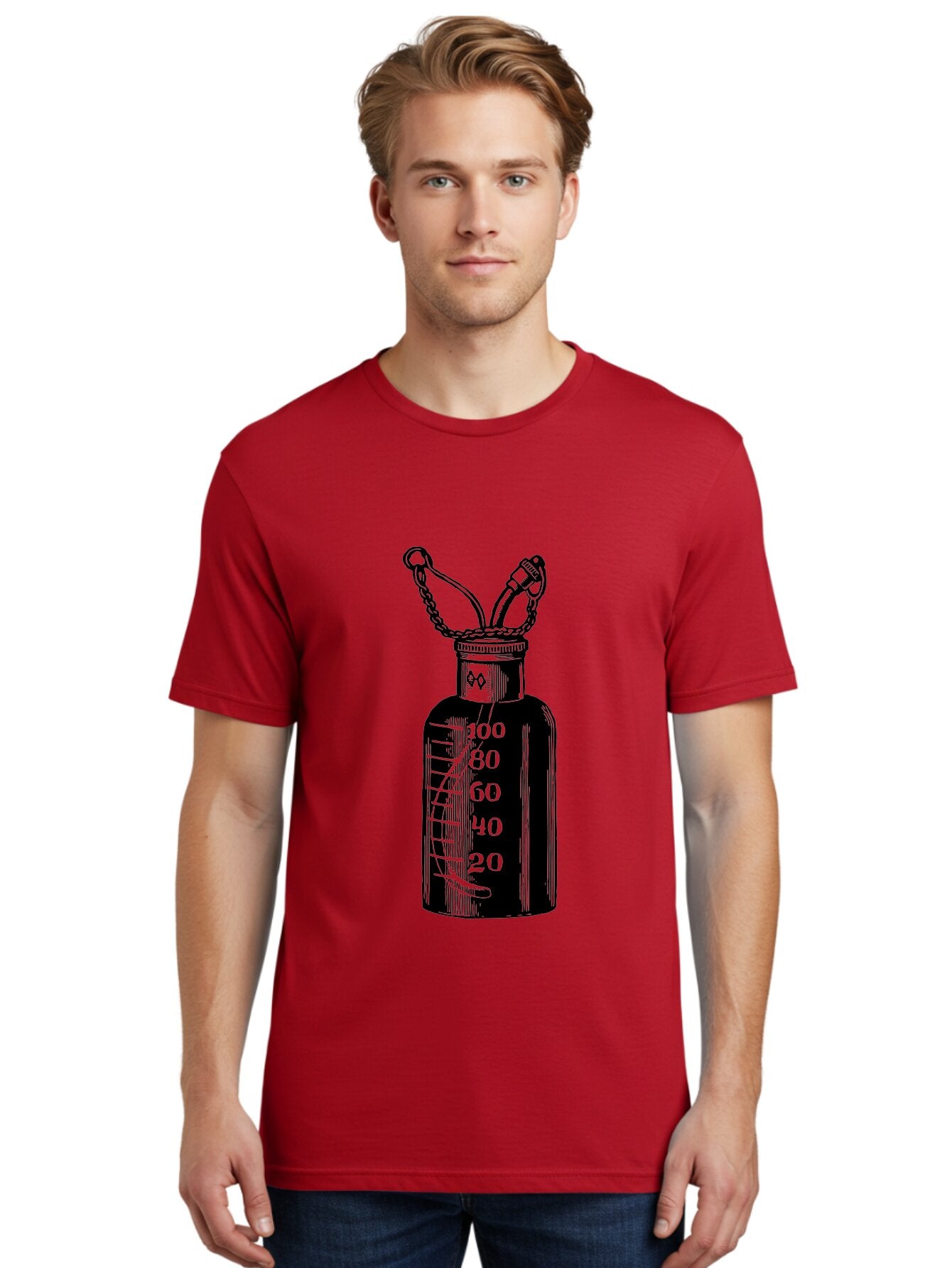 100Ml-Bottle Men'S Graphic Tee, 100% Cotton, Comfortable Casual Summer Wear, Machine Washable, Glass Bottle With Measurement Markings, 100Ml Capacity, Laboratory Equipment, Scientific Tools, Precise Measurements, Chemistry Lab Aad576 25