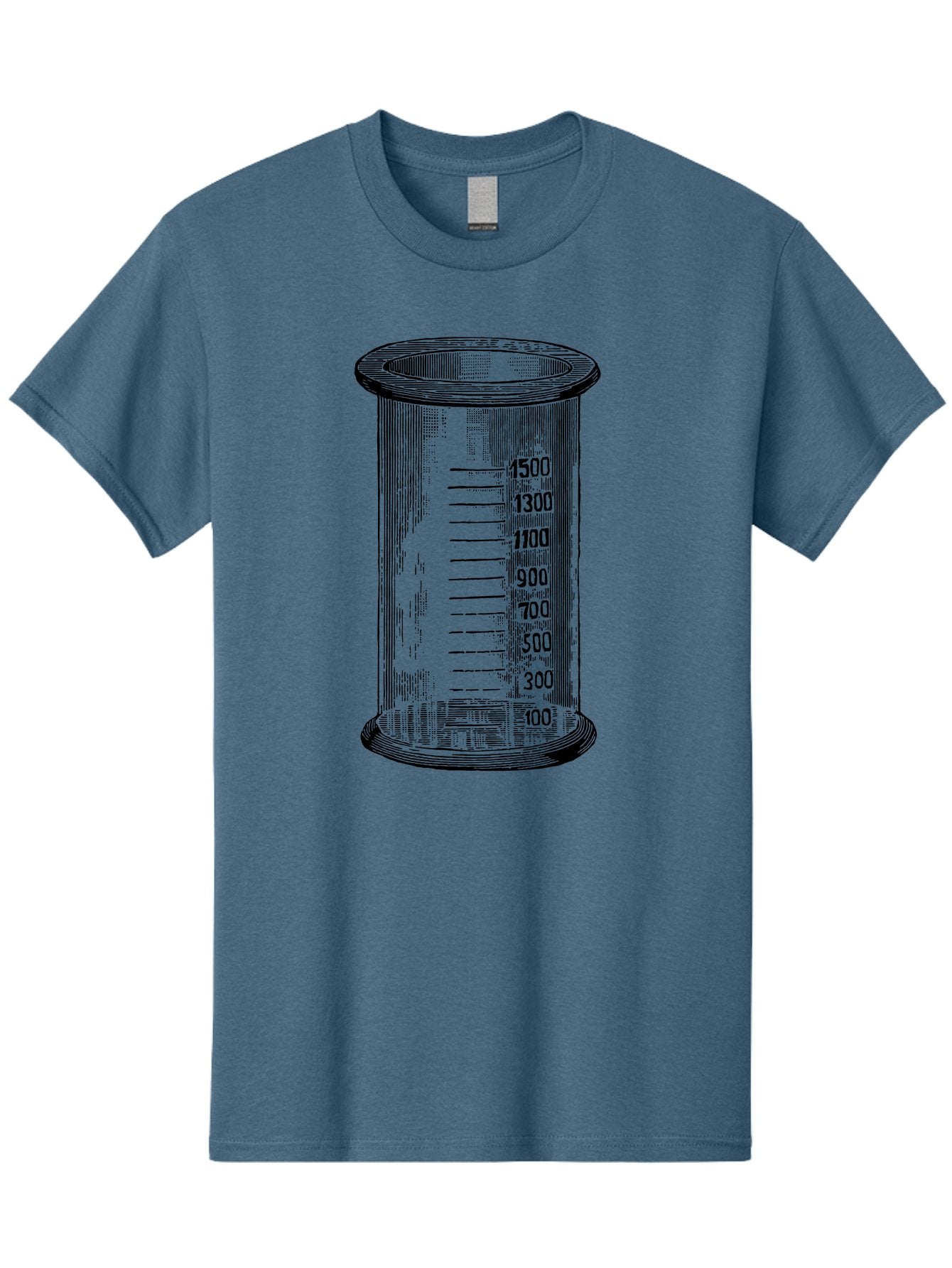 1500Ml-Beaker Men'S Graphic Tee, 100% Cotton, Comfortable Casual Summer Wear, Machine Washable, Laboratory Equipment, Measuring Beaker, Scientific Tools, Glassware, Measurement Markings, Chemistry Lab, 1500Ml Capacity, Precise Measurements, Aad577