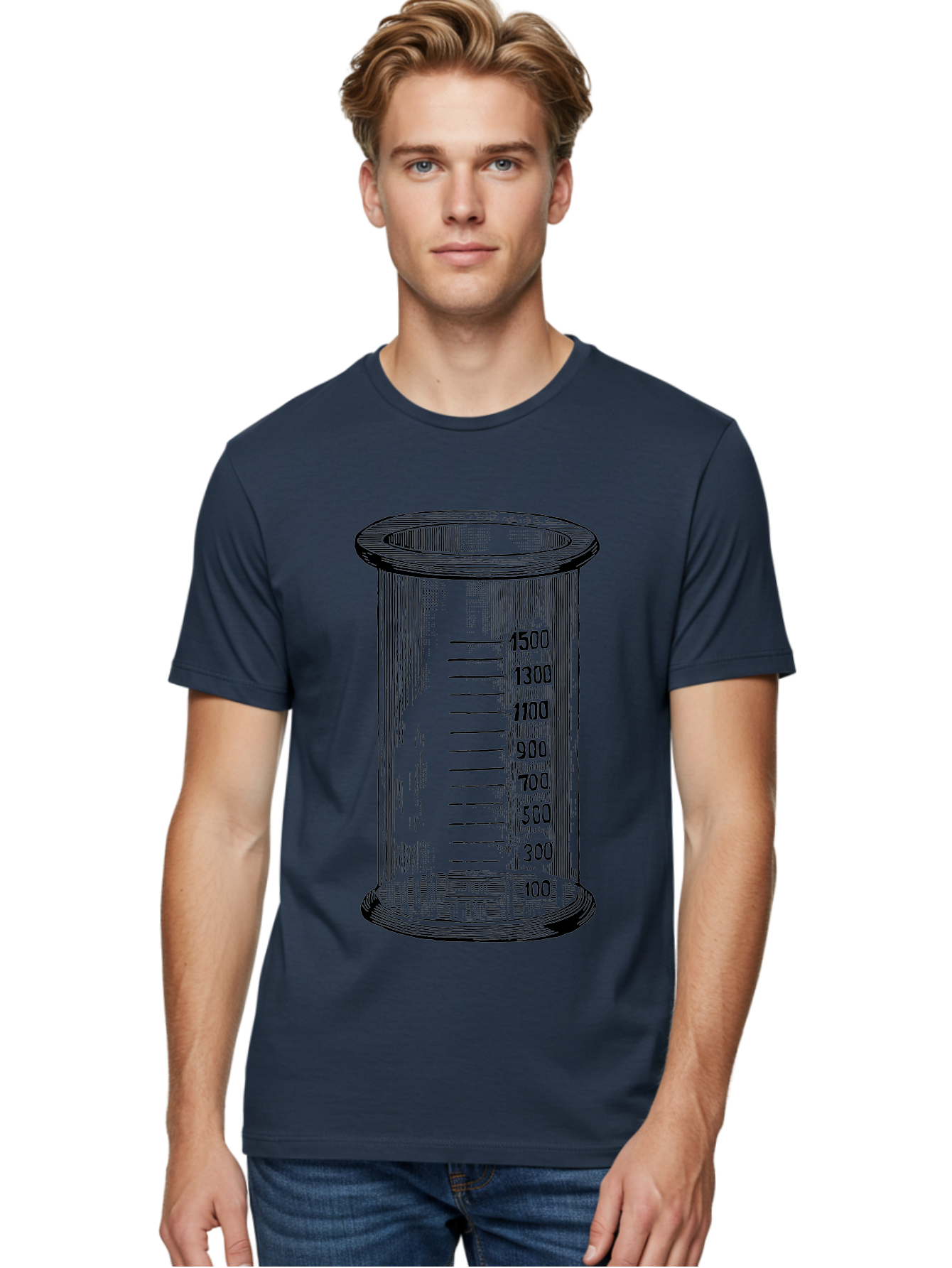 1500Ml-Beaker Men'S Graphic Tee, 100% Cotton, Comfortable Casual Summer Wear, Machine Washable, Laboratory Equipment, Measuring Beaker, Scientific Tools, Glassware, Measurement Markings, Chemistry Lab, 1500Ml Capacity, Precise Measurements, Aad577 8