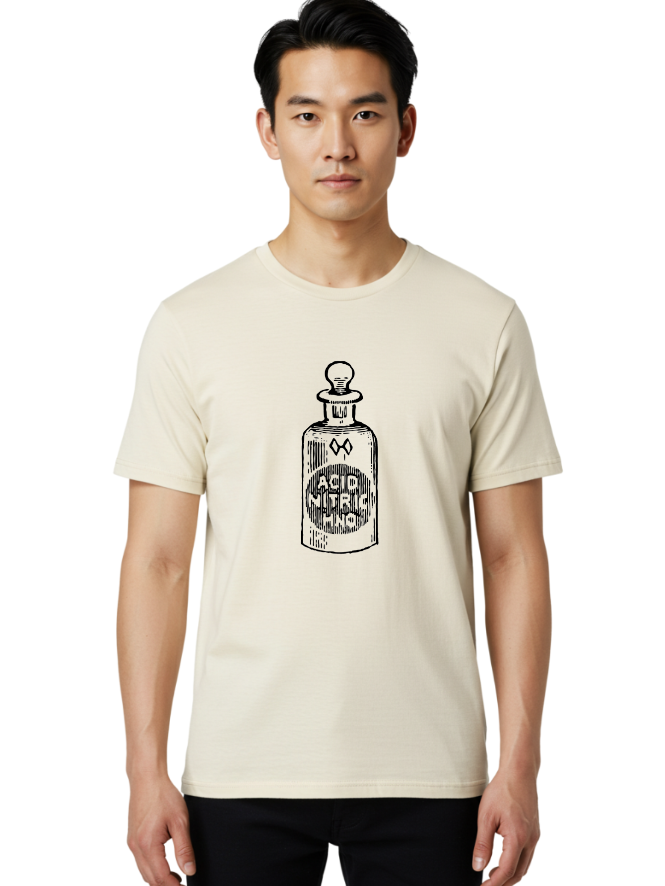 Acid-Nitricum Men'S Graphic Tee, 100% Cotton, Comfortable Casual Summer Wear, Machine Washable, Nitric Acid Bottle, Laboratory Equipment, Chemical Container, Vintage Illustration, Apothecary Jar, Scientific Symbol Aad578 16