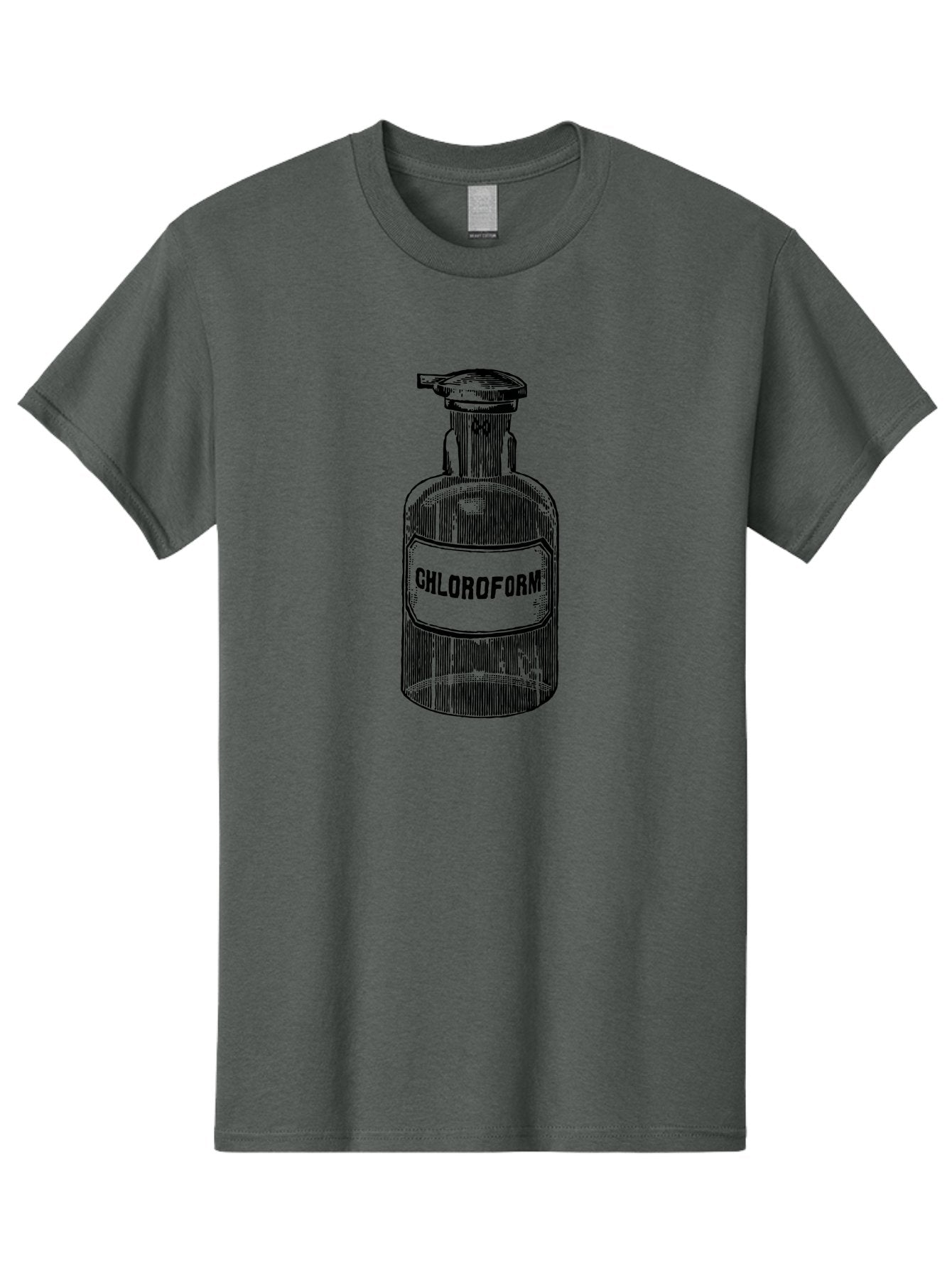 Chloroform-Bottle Men'S Graphic Tee, 100% Cotton, Comfortable Casual Summer Wear, Machine Washable, Vintage Bottle, Chloroform Label, Medical History, Antique Apothecary, Laboratory Equipment, Historical Chemical, Retro Illustration, Aad585