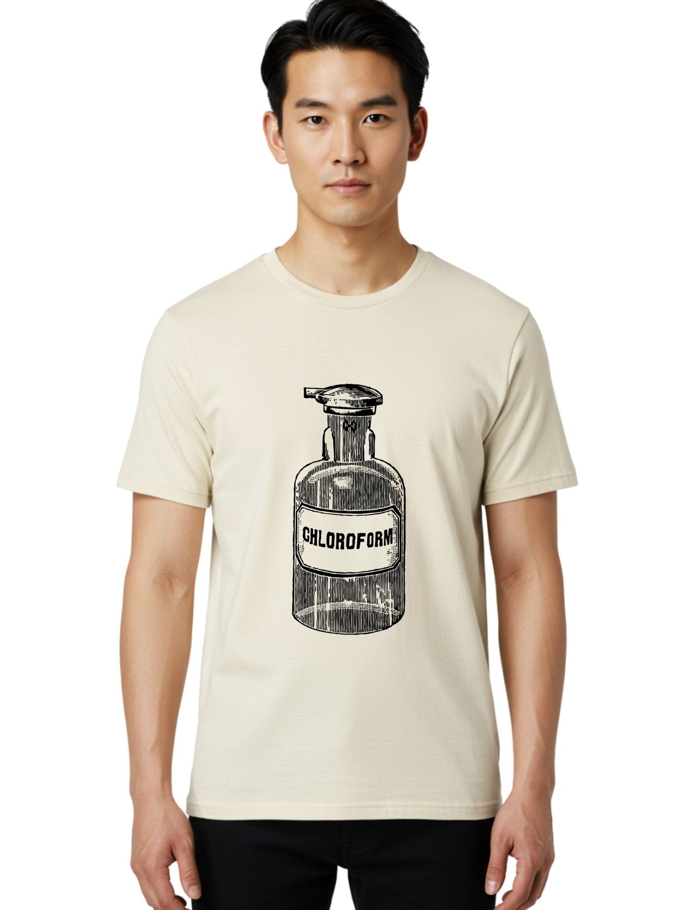 Chloroform-Bottle Men'S Graphic Tee, 100% Cotton, Comfortable Casual Summer Wear, Machine Washable, Vintage Bottle, Chloroform Label, Medical History, Antique Apothecary, Laboratory Equipment, Historical Chemical, Retro Illustration, Aad585 29