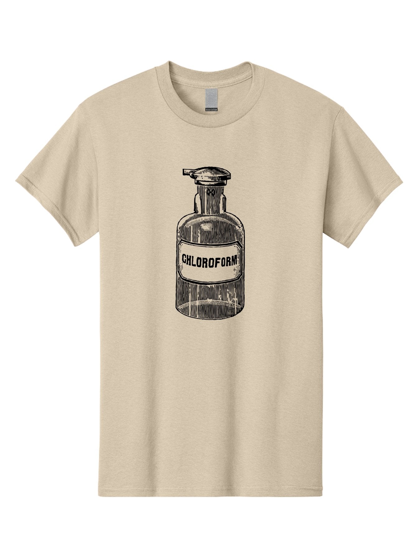 Chloroform-Bottle Men'S Graphic Tee, 100% Cotton, Comfortable Casual Summer Wear, Machine Washable, Vintage Bottle, Chloroform Label, Medical History, Antique Apothecary, Laboratory Equipment, Historical Chemical, Retro Illustration, Aad585 3