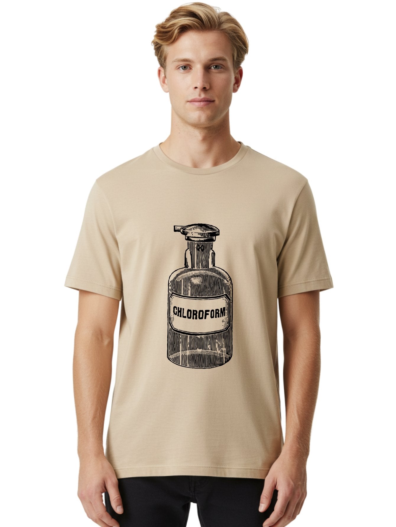 Chloroform-Bottle Men'S Graphic Tee, 100% Cotton, Comfortable Casual Summer Wear, Machine Washable, Vintage Bottle, Chloroform Label, Medical History, Antique Apothecary, Laboratory Equipment, Historical Chemical, Retro Illustration, Aad585 22