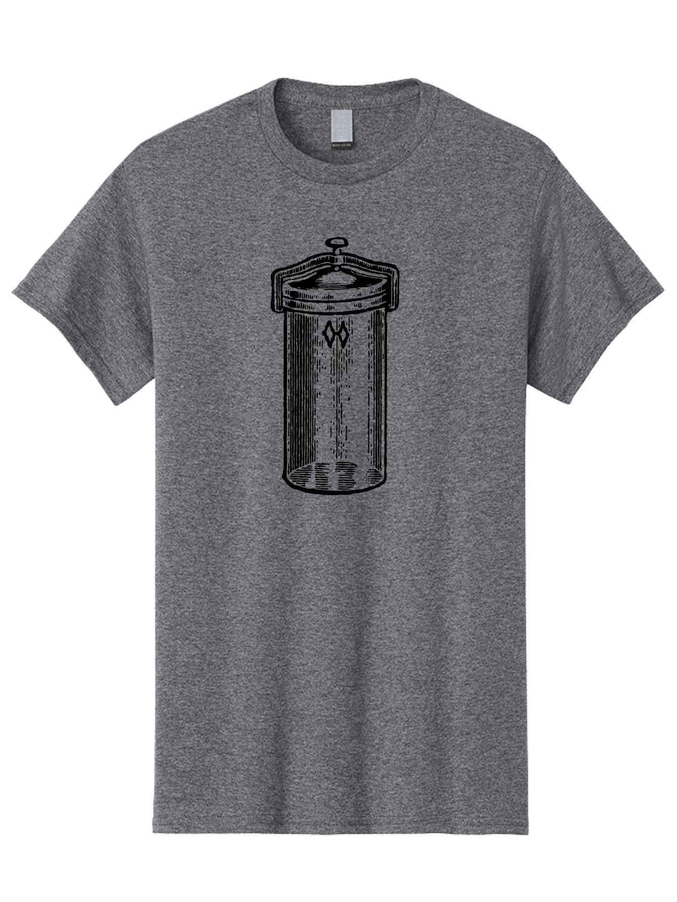 Cylindrical-Canister Men'S Graphic Tee, 100% Cotton, Comfortable Casual Summer Wear, Machine Washable, Cylindrical Container, Vintage Design, Hand-Drawn Illustration, Mysterious Symbol, Abstract Artwork, Minimalist Style, Geometric Shapes, Aad589 11