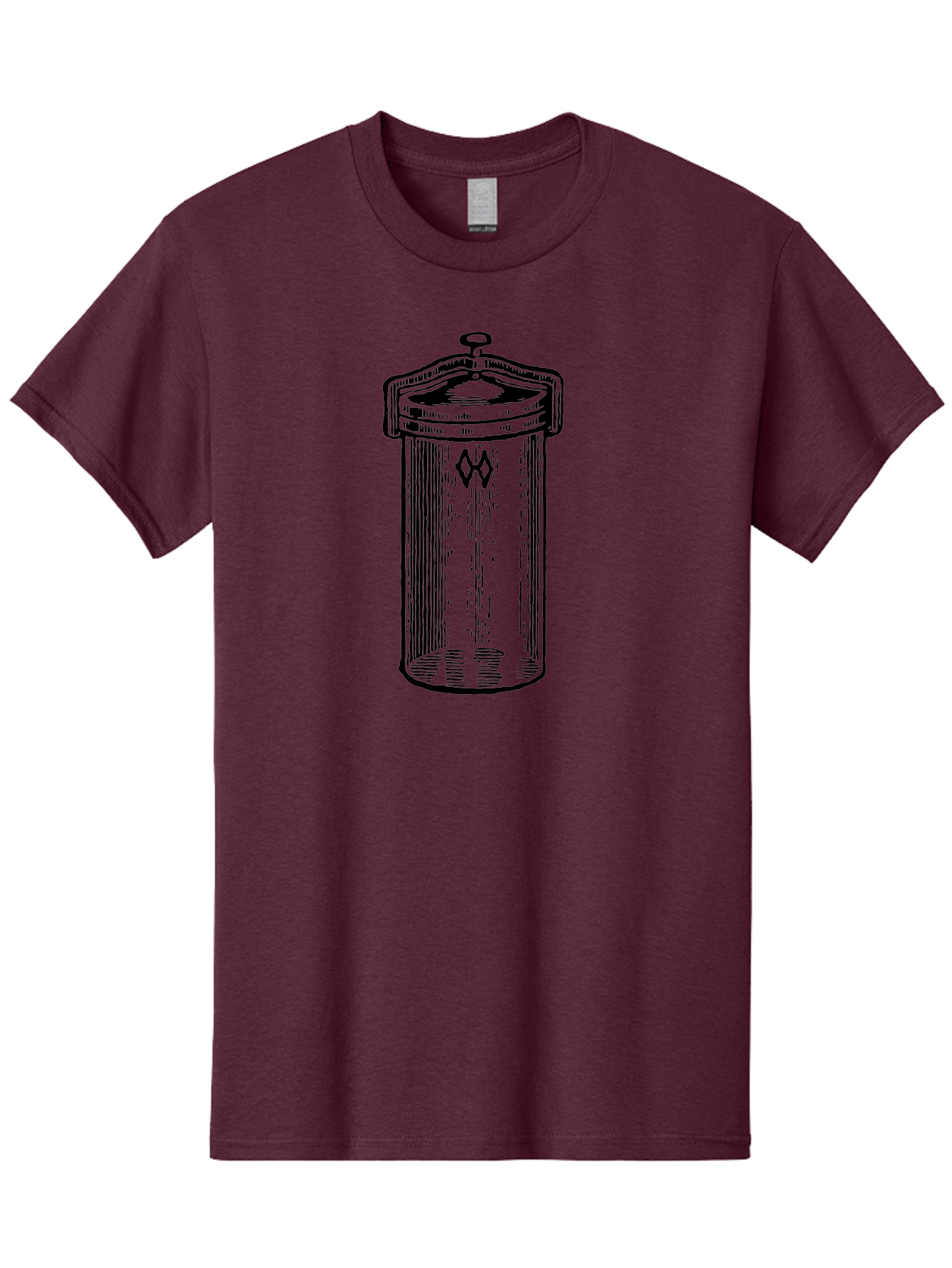 Cylindrical-Canister Men'S Graphic Tee, 100% Cotton, Comfortable Casual Summer Wear, Machine Washable, Cylindrical Container, Vintage Design, Hand-Drawn Illustration, Mysterious Symbol, Abstract Artwork, Minimalist Style, Geometric Shapes, Aad589