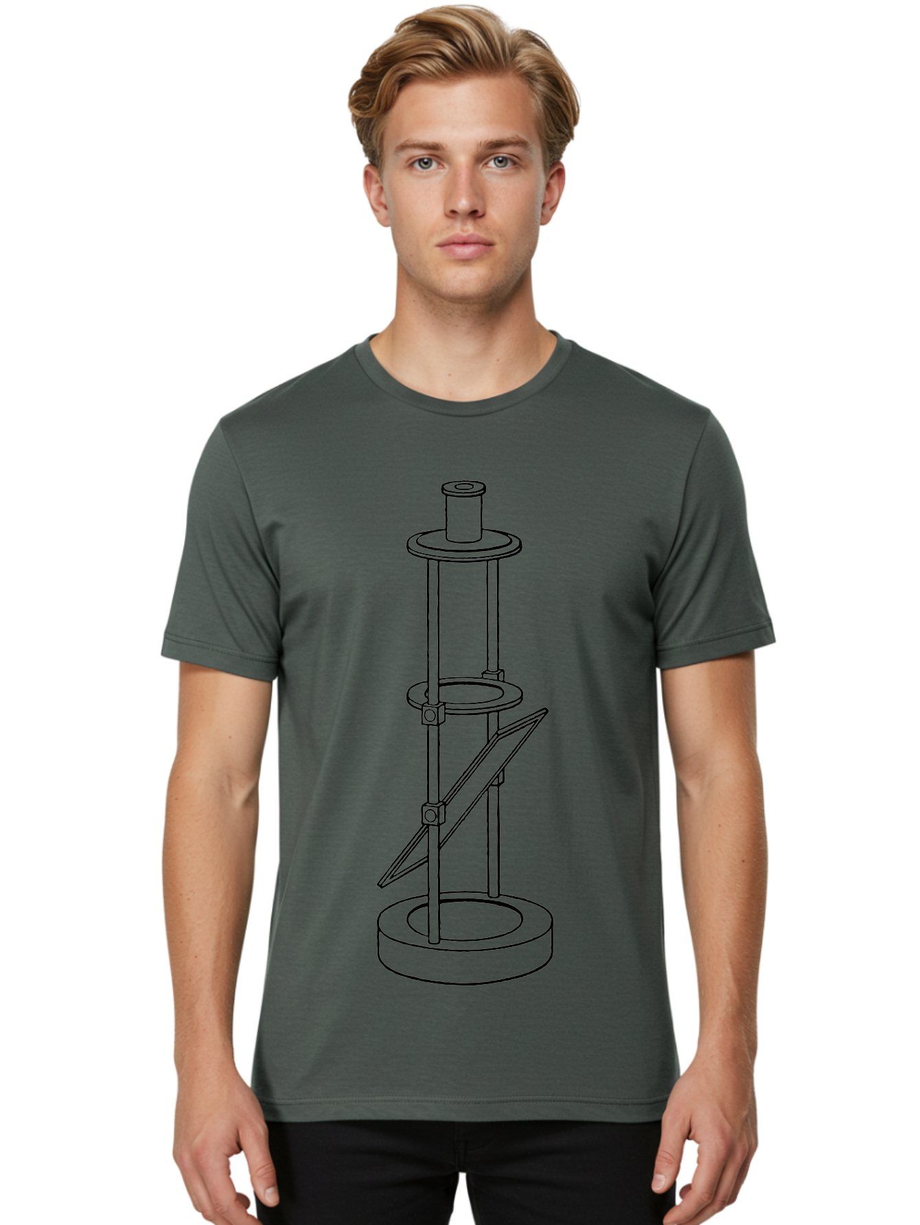 Cylindrical-Device Men'S Graphic Tee, 100% Cotton, Comfortable Casual Summer Wear, Machine Washable, Cylindrical Device, Mechanical Parts, Technical Drawing, Industrial Design, Modern Machinery, Engineering Diagram, 3D Model Aad590 26