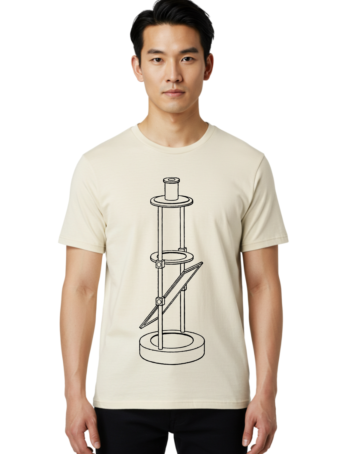 Cylindrical-Device Men'S Graphic Tee, 100% Cotton, Comfortable Casual Summer Wear, Machine Washable, Cylindrical Device, Mechanical Parts, Technical Drawing, Industrial Design, Modern Machinery, Engineering Diagram, 3D Model Aad590 6