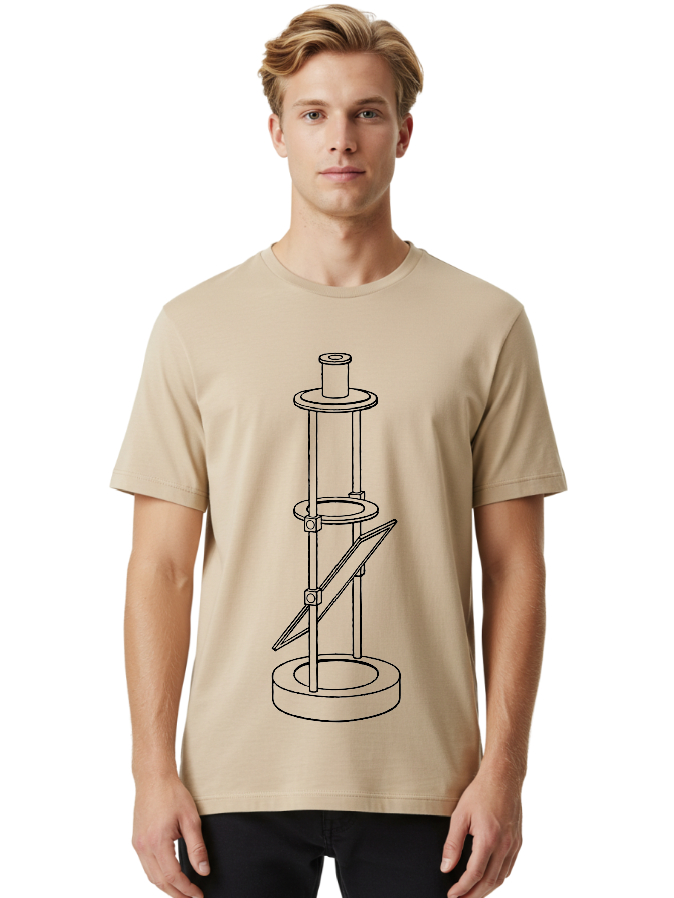 Cylindrical-Device Men'S Graphic Tee, 100% Cotton, Comfortable Casual Summer Wear, Machine Washable, Cylindrical Device, Mechanical Parts, Technical Drawing, Industrial Design, Modern Machinery, Engineering Diagram, 3D Model Aad590 4