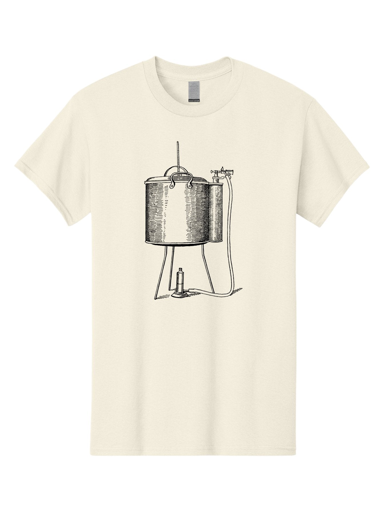 Cylindrical-Tank-With-Valve Men'S Graphic Tee, 100% Cotton, Comfortable Casual Summer Wear, Machine Washable, Leyden Jar, Electrical Device, Scientific Equipment, Vintage Illustration, Electrostatic Charge, Historical Experiment, Aad591 7