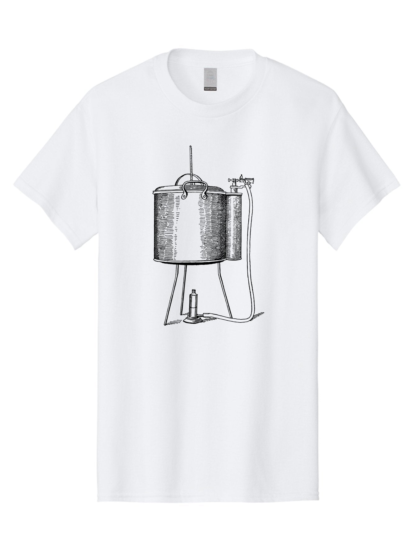 Cylindrical-Tank-With-Valve Men'S Graphic Tee, 100% Cotton, Comfortable Casual Summer Wear, Machine Washable, Leyden Jar, Electrical Device, Scientific Equipment, Vintage Illustration, Electrostatic Charge, Historical Experiment, Aad591 3