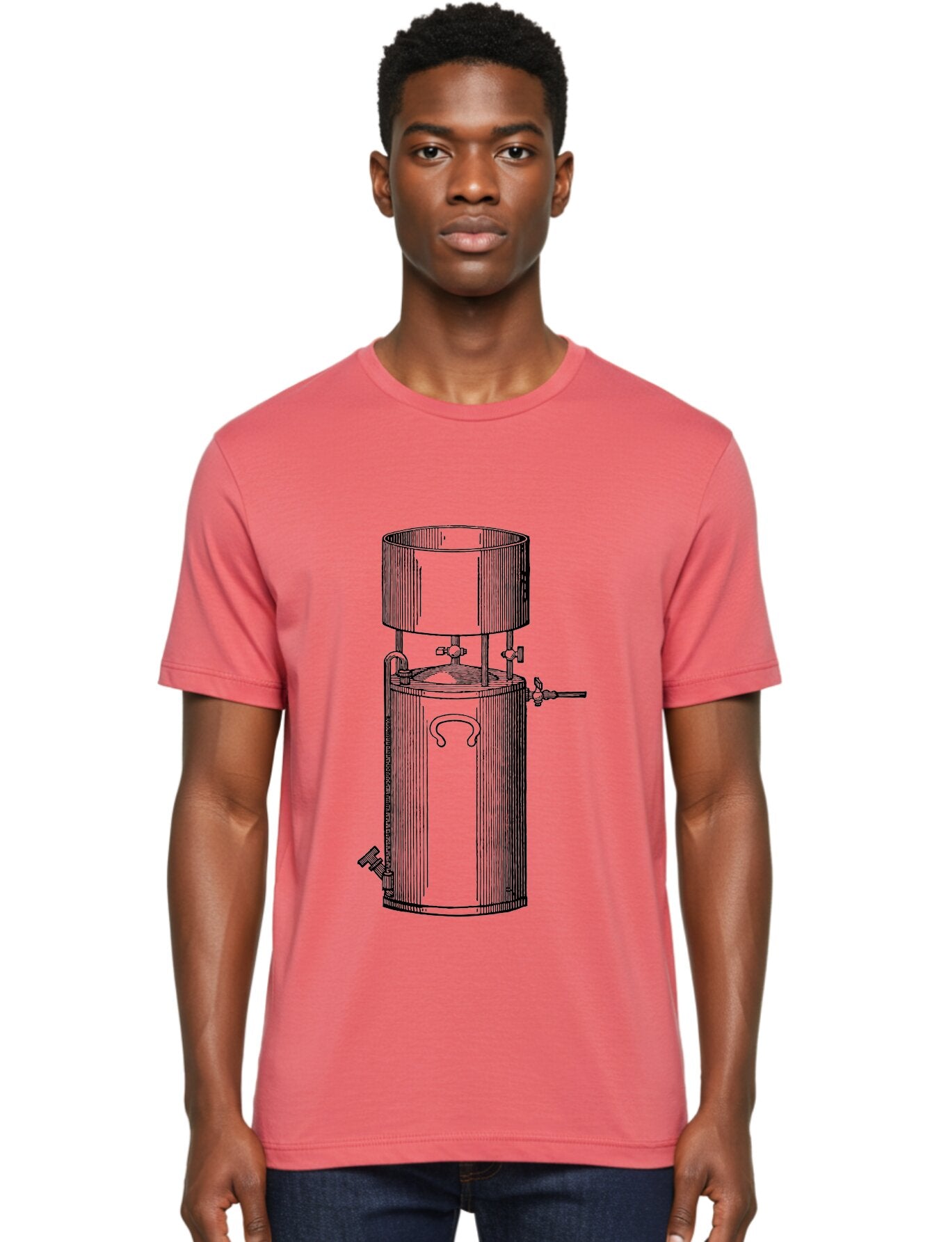 Cylindrical-Tank Men'S Graphic Tee, 100% Cotton, Comfortable Casual Summer Wear, Machine Washable, Industrial Tank, Cylindrical Vessel, Mechanical Equipment, Pipes And Valves, Industrial Machinery, Engineering Diagram, Technical Drawing Aad592 19