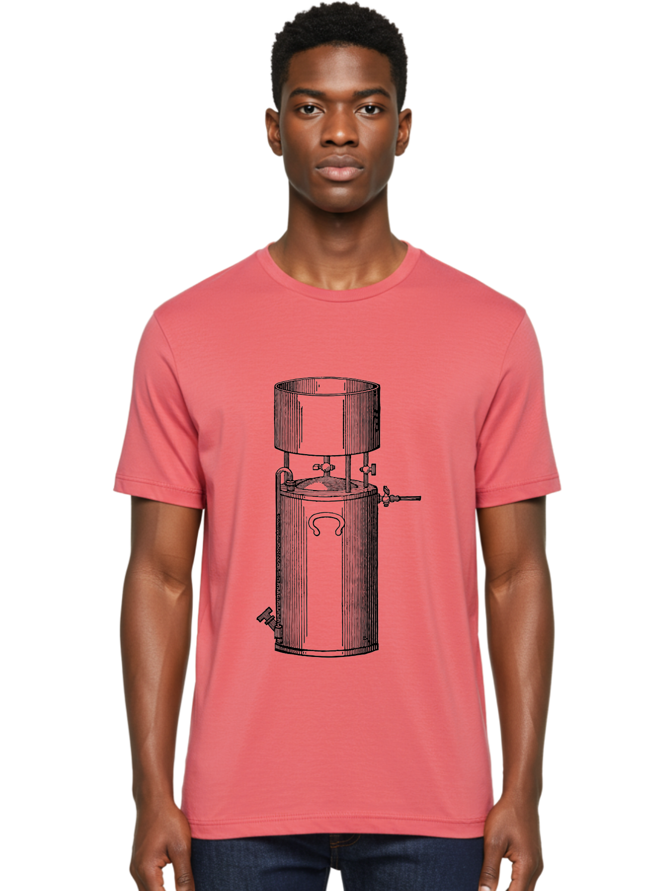 Cylindrical-Tank Men'S Graphic Tee, 100% Cotton, Comfortable Casual Summer Wear, Machine Washable, Industrial Tank, Cylindrical Vessel, Mechanical Equipment, Pipes And Valves, Industrial Machinery, Engineering Diagram, Technical Drawing Aad592 22