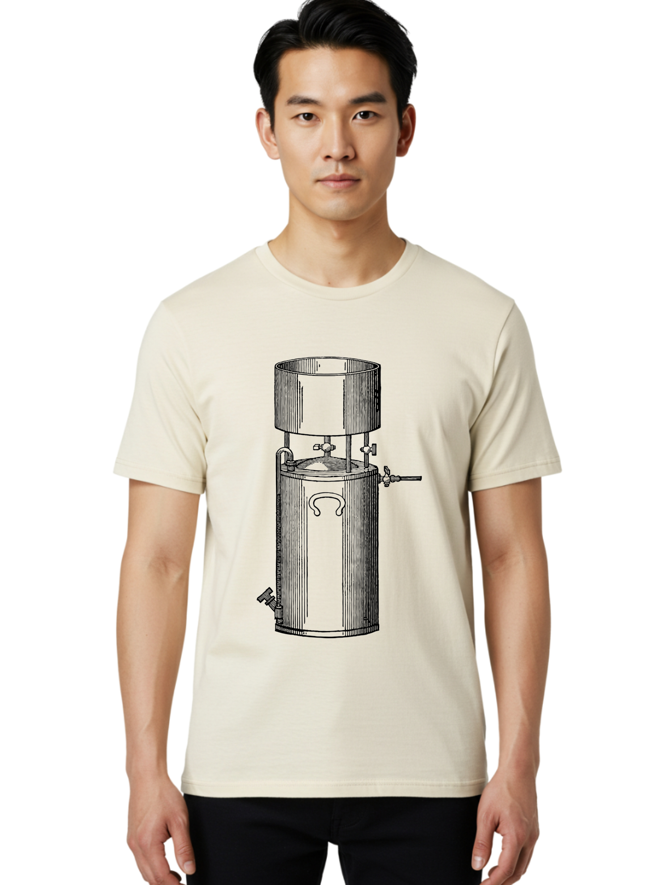 Cylindrical-Tank Men'S Graphic Tee, 100% Cotton, Comfortable Casual Summer Wear, Machine Washable, Industrial Tank, Cylindrical Vessel, Mechanical Equipment, Pipes And Valves, Industrial Machinery, Engineering Diagram, Technical Drawing Aad592 18