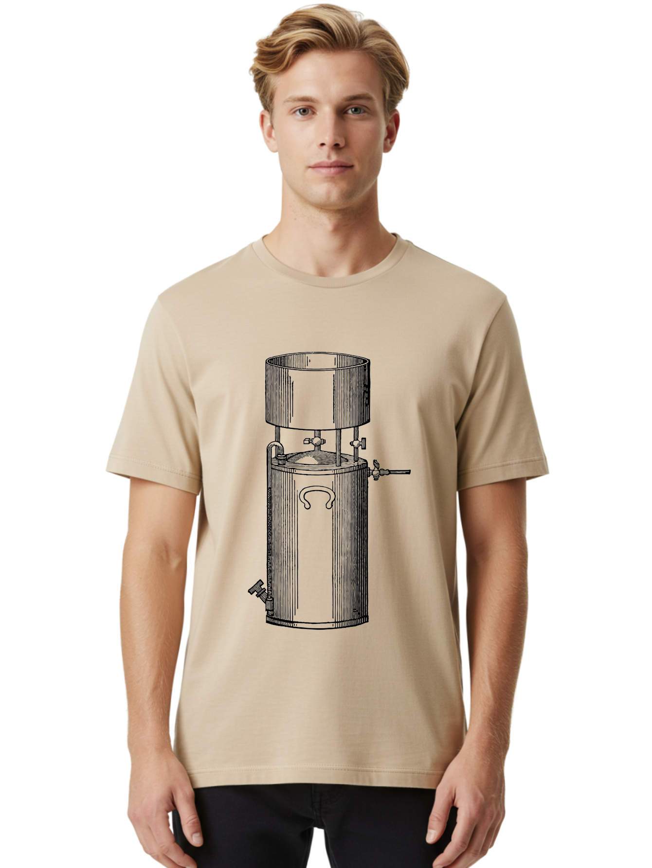 Cylindrical-Tank Men'S Graphic Tee, 100% Cotton, Comfortable Casual Summer Wear, Machine Washable, Industrial Tank, Cylindrical Vessel, Mechanical Equipment, Pipes And Valves, Industrial Machinery, Engineering Diagram, Technical Drawing Aad592 6