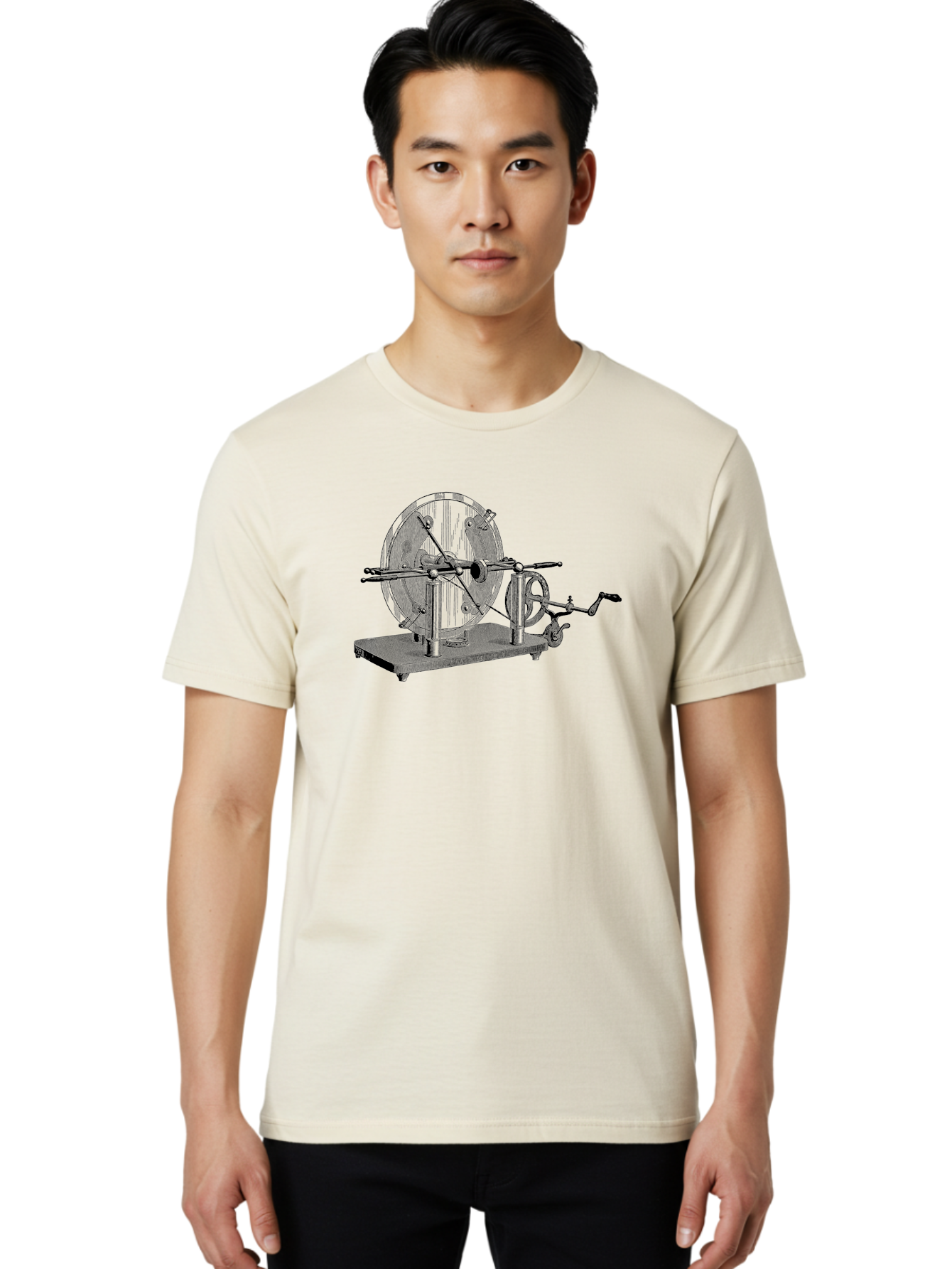 Electrostatic-Generator Men'S Graphic Tee, 100% Cotton, Comfortable Casual Summer Wear, Machine Washable, Electrostatic Generator, Wimshurst Machine, Static Electricity, Antique Equipment, Vintage Science, Experimental Apparatus, Aad595 30