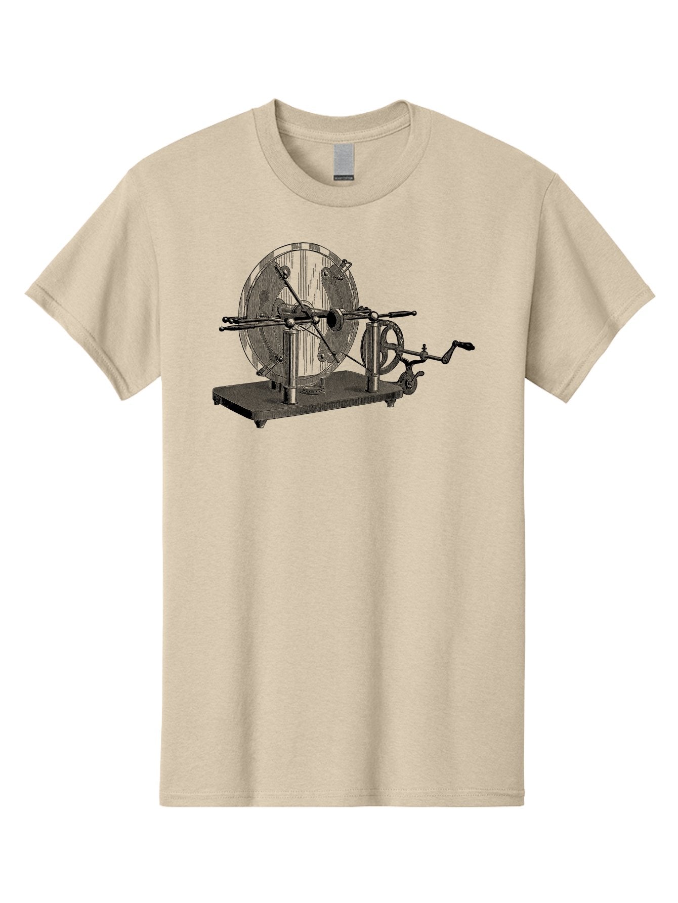 Electrostatic-Generator Men'S Graphic Tee, 100% Cotton, Comfortable Casual Summer Wear, Machine Washable, Electrostatic Generator, Wimshurst Machine, Static Electricity, Antique Equipment, Vintage Science, Experimental Apparatus, Aad595