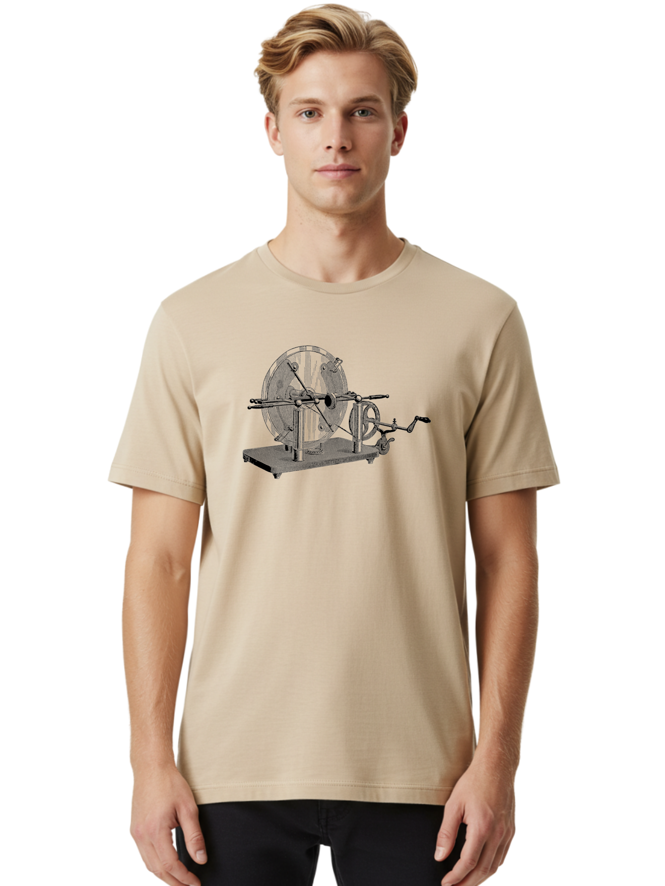Electrostatic-Generator Men'S Graphic Tee, 100% Cotton, Comfortable Casual Summer Wear, Machine Washable, Electrostatic Generator, Wimshurst Machine, Static Electricity, Antique Equipment, Vintage Science, Experimental Apparatus, Aad595 20