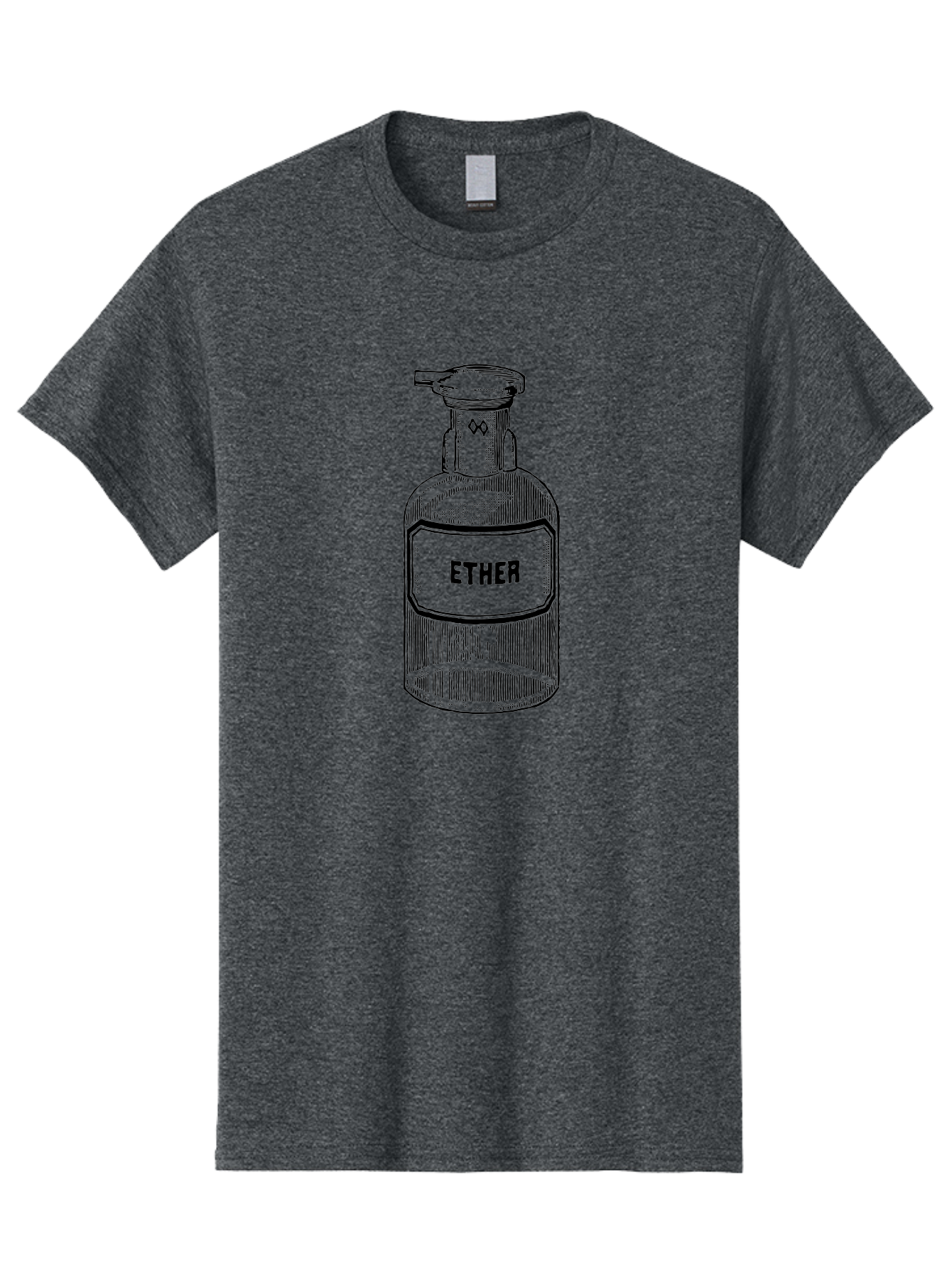 Ether-Bottle Men'S Graphic Tee, 100% Cotton, Comfortable Casual Summer Wear, Machine Washable, Vintage Apothecary Bottle, Laboratory Equipment, Ether Label, Antique Glassware, Old-Fashioned Container, Chemical Storage, Retro Illustration, Aad598 21