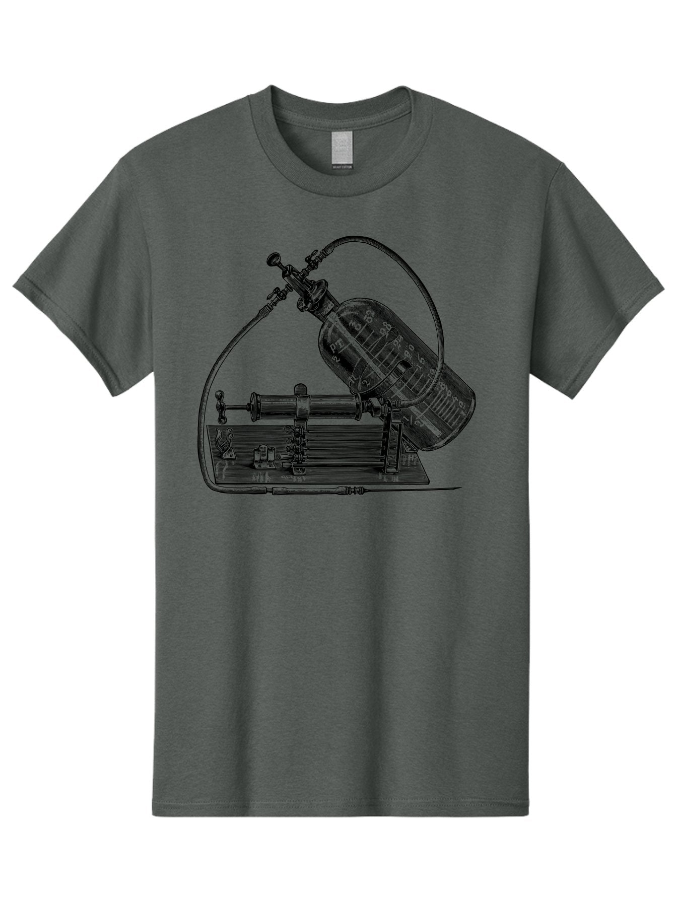 Gas-Pump Men'S Graphic Tee, 100% Cotton, Comfortable Casual Summer Wear, Machine Washable, Steam Engine, Industrial Machinery, Historical Equipment, Mechanical Device, Newcomen Engine, Steam Power, Industrial Revolution, Antique Technology, Aad600