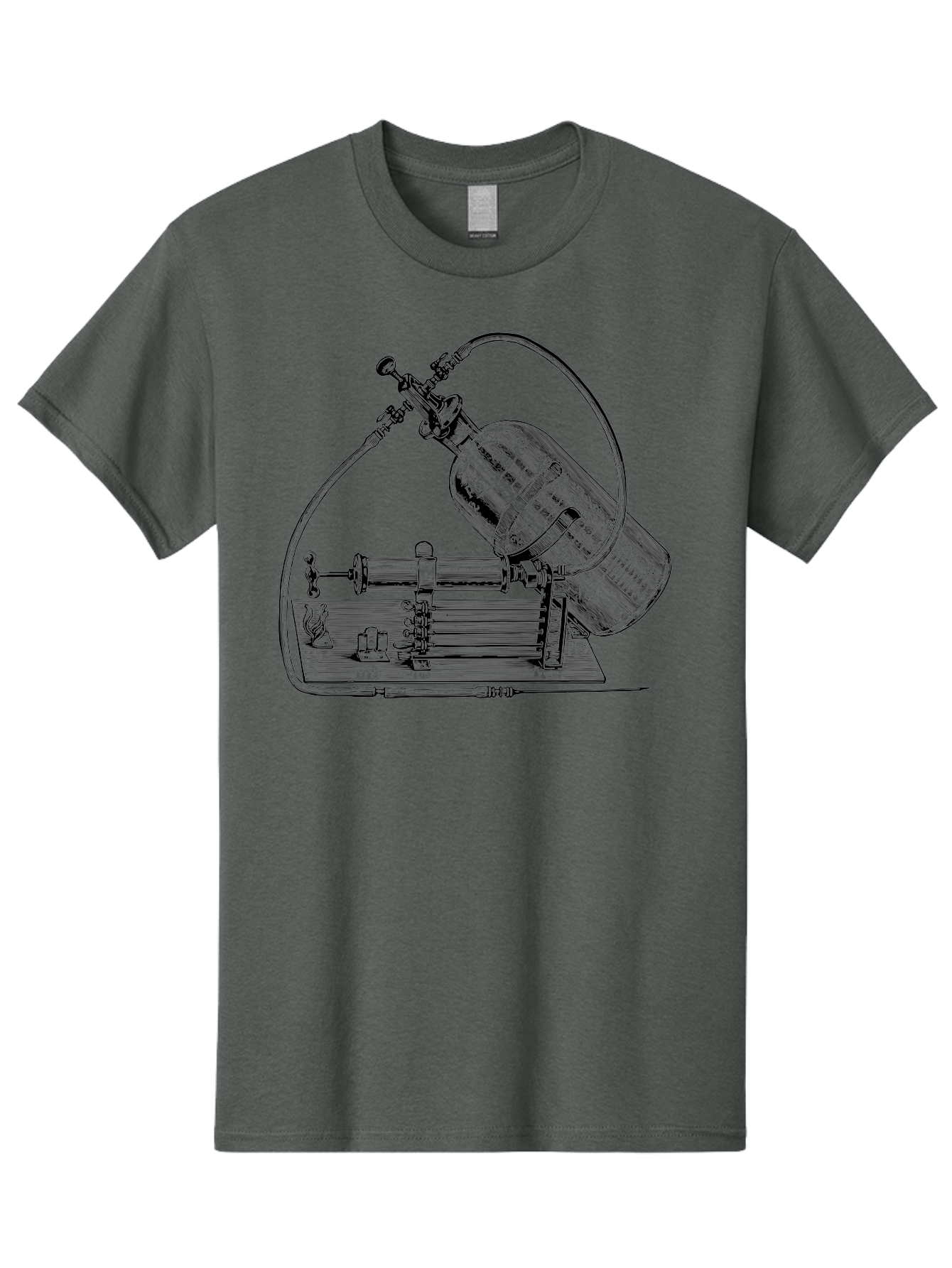 Gas-Pump Men'S Graphic Tee, 100% Cotton, Comfortable Casual Summer Wear, Machine Washable, Steam Engine, Industrial Machinery, Historical Equipment, Mechanical Device, Newcomen Engine, Steam Power, Industrial Revolution, Antique Technology, Aad600 19