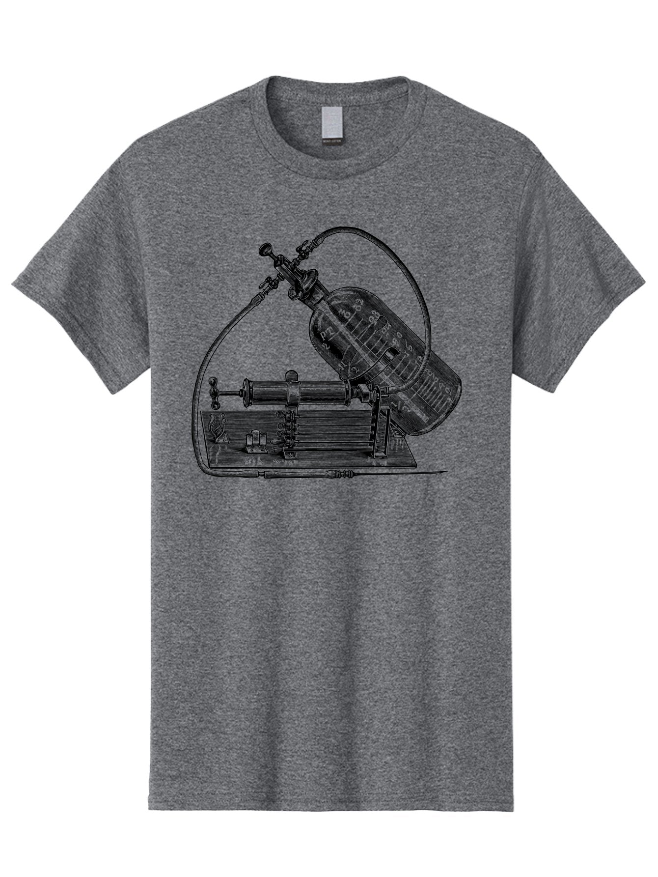 Gas-Pump Men'S Graphic Tee, 100% Cotton, Comfortable Casual Summer Wear, Machine Washable, Steam Engine, Industrial Machinery, Historical Equipment, Mechanical Device, Newcomen Engine, Steam Power, Industrial Revolution, Antique Technology, Aad600 12