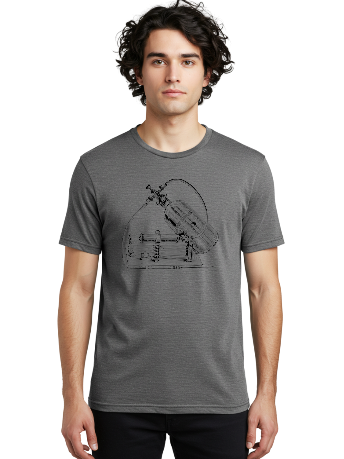 Gas-Pump Men'S Graphic Tee, 100% Cotton, Comfortable Casual Summer Wear, Machine Washable, Steam Engine, Industrial Machinery, Historical Equipment, Mechanical Device, Newcomen Engine, Steam Power, Industrial Revolution, Antique Technology, Aad600 6