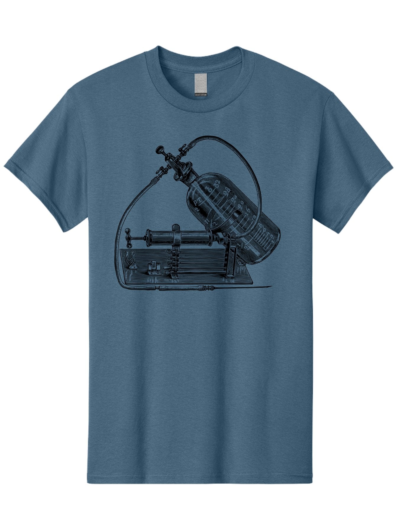 Gas-Pump Men'S Graphic Tee, 100% Cotton, Comfortable Casual Summer Wear, Machine Washable, Steam Engine, Industrial Machinery, Historical Equipment, Mechanical Device, Newcomen Engine, Steam Power, Industrial Revolution, Antique Technology, Aad600 3