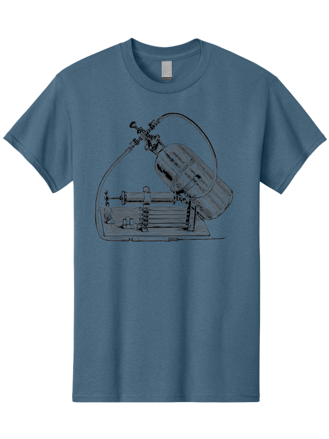 Gas-Pump Men'S Graphic Tee, 100% Cotton, Comfortable Casual Summer Wear, Machine Washable, Steam Engine, Industrial Machinery, Historical Equipment, Mechanical Device, Newcomen Engine, Steam Power, Industrial Revolution, Antique Technology, Aad600 17