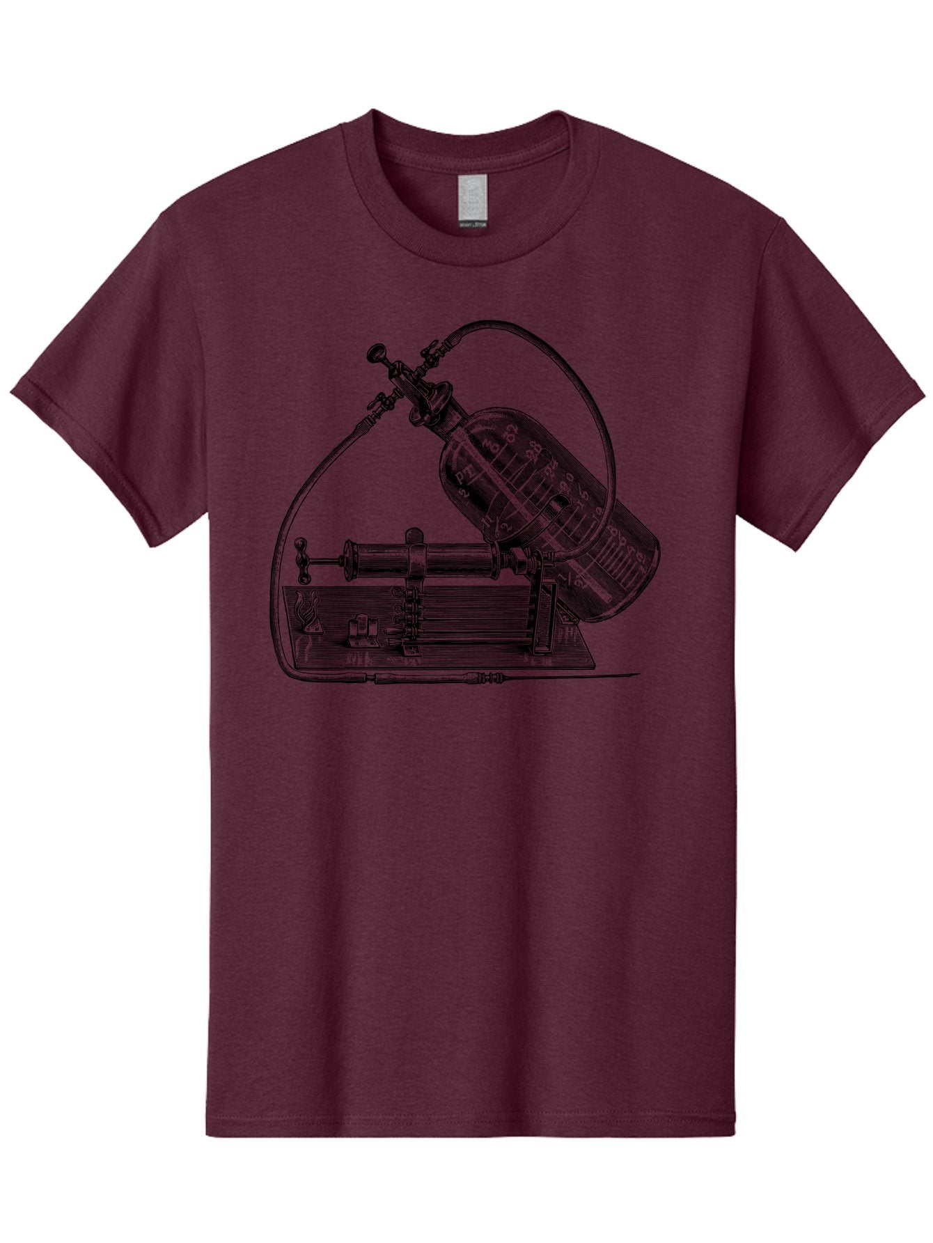 Gas-Pump Men'S Graphic Tee, 100% Cotton, Comfortable Casual Summer Wear, Machine Washable, Steam Engine, Industrial Machinery, Historical Equipment, Mechanical Device, Newcomen Engine, Steam Power, Industrial Revolution, Antique Technology, Aad600 8